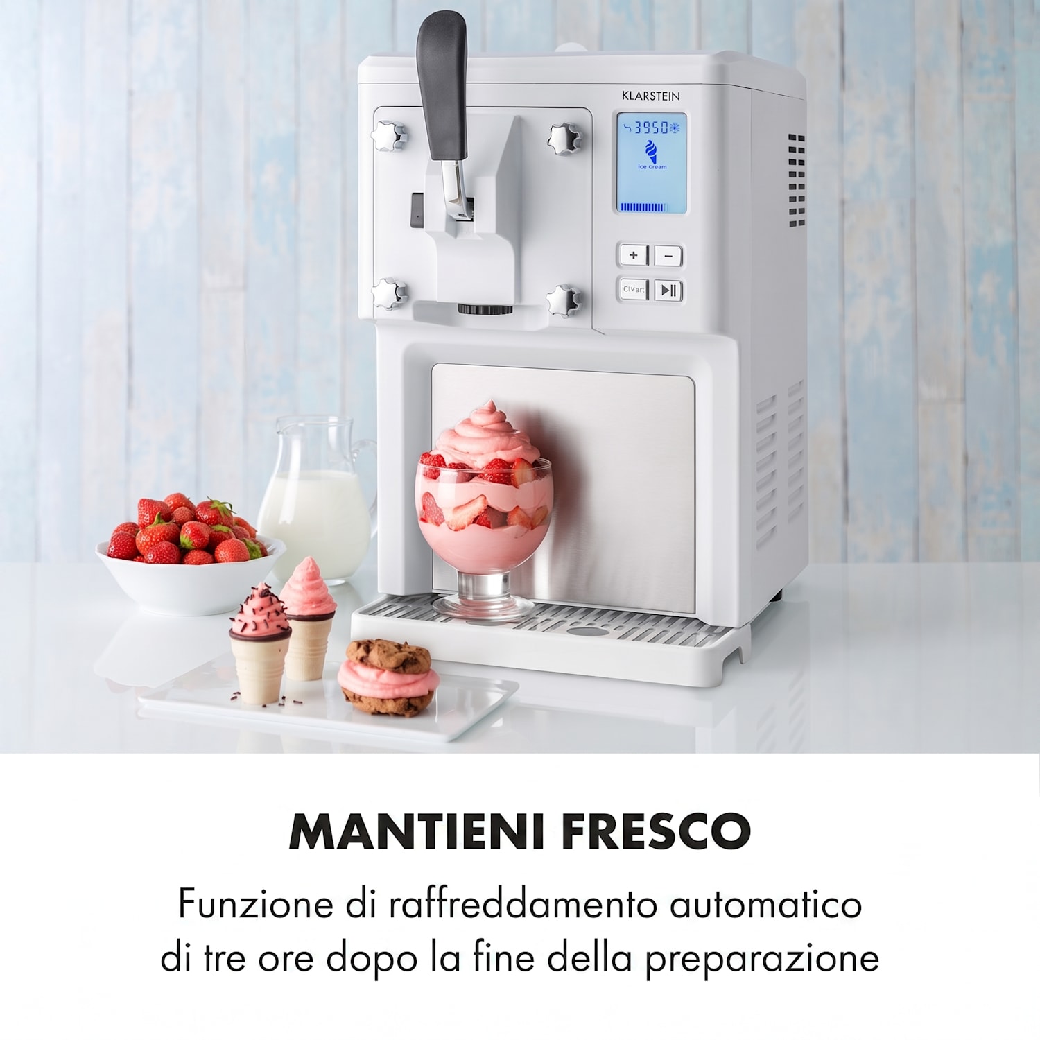 Sweet Sundae Gelatiera Compressore 1,5l Acciaio Inox bianco Pulsanti | Bianco