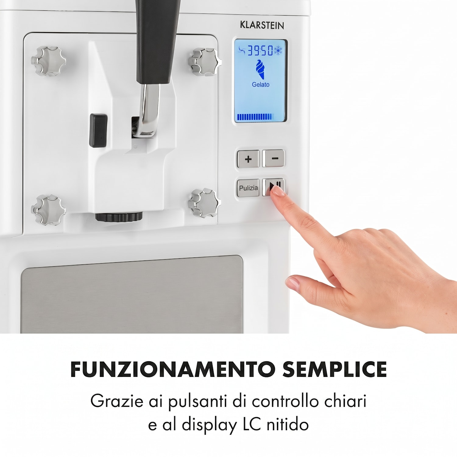 Sweet Sundae Gelatiera Compressore 1,5l Acciaio Inox bianco Pulsanti | Bianco