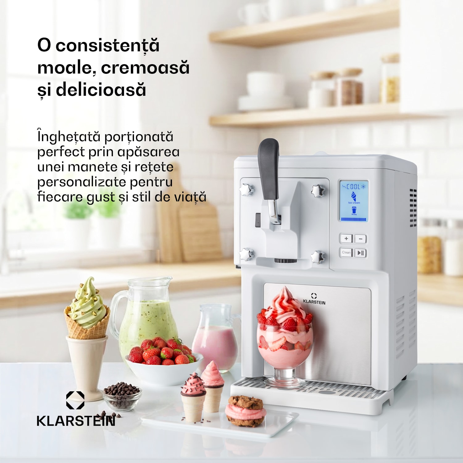 Sweet Sundae, aparat de înghețată, compresor, 1,5 l, oțel inoxidabil, alb 