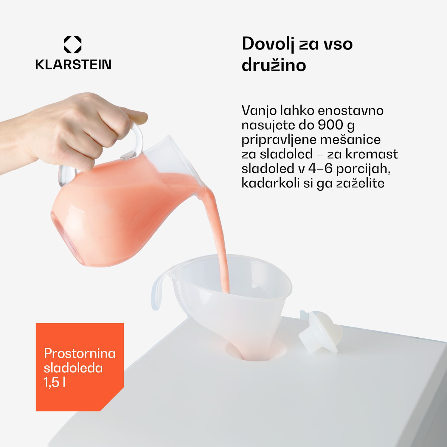 Sweet Sundae, proizvajalec sladoleda, kompresor, 1,5 l, nerjaveče jeklo, bele barve 