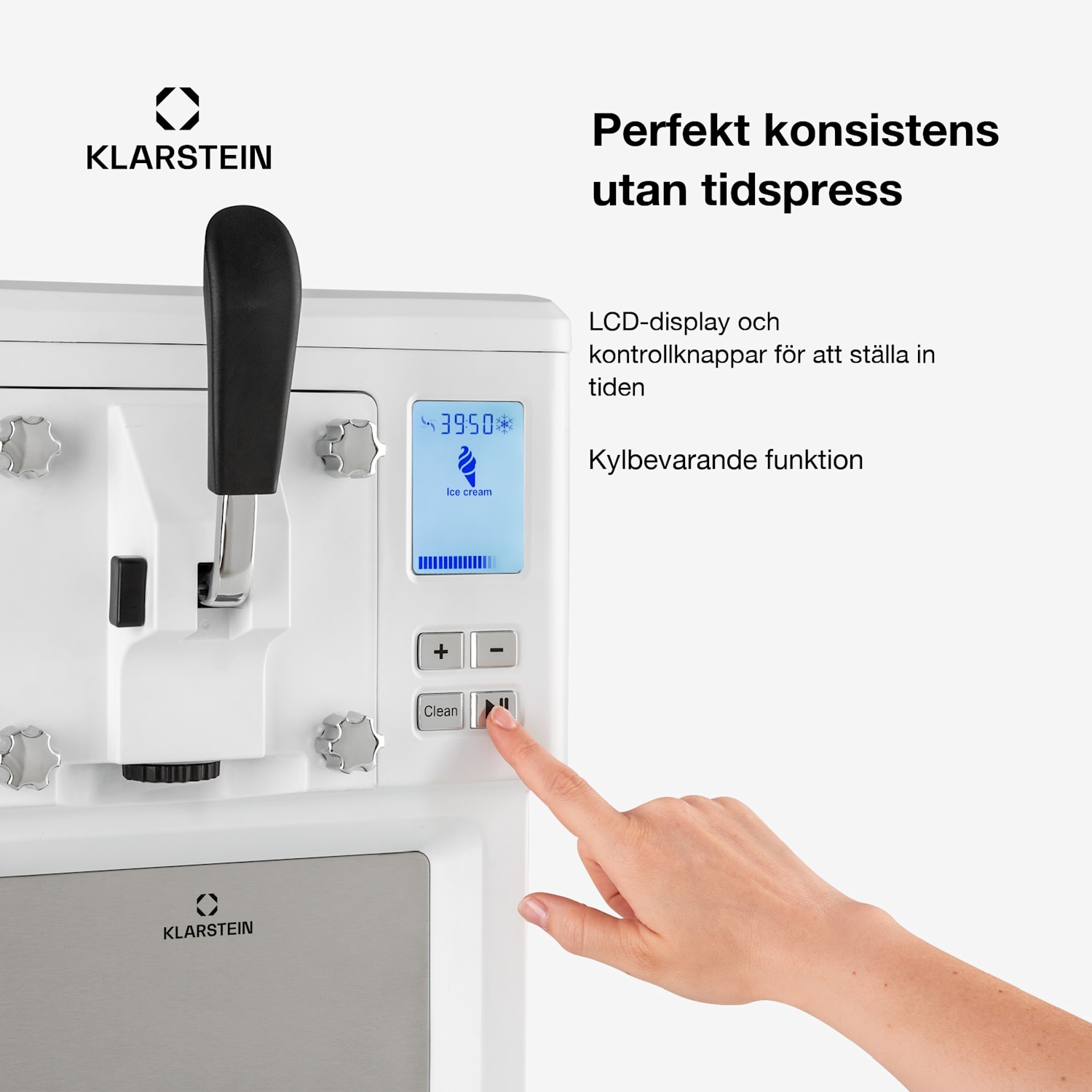 Sweet Sundae glassmaskin kompressor 1,5 l rostfritt stål vit Knappar | Vit