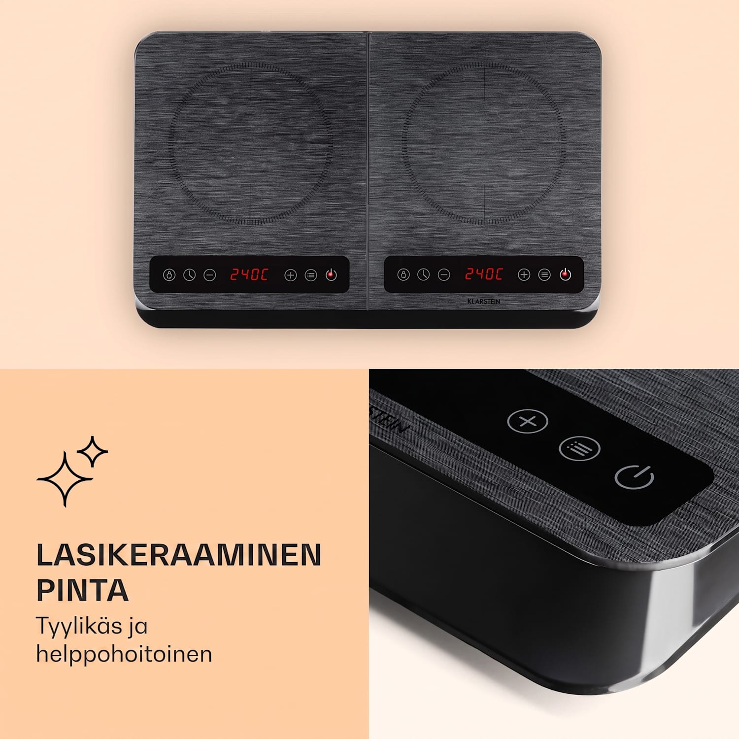 InnoChef-induktioliesi 3400 W kosketusohjaus keraaminen Musta Lasi