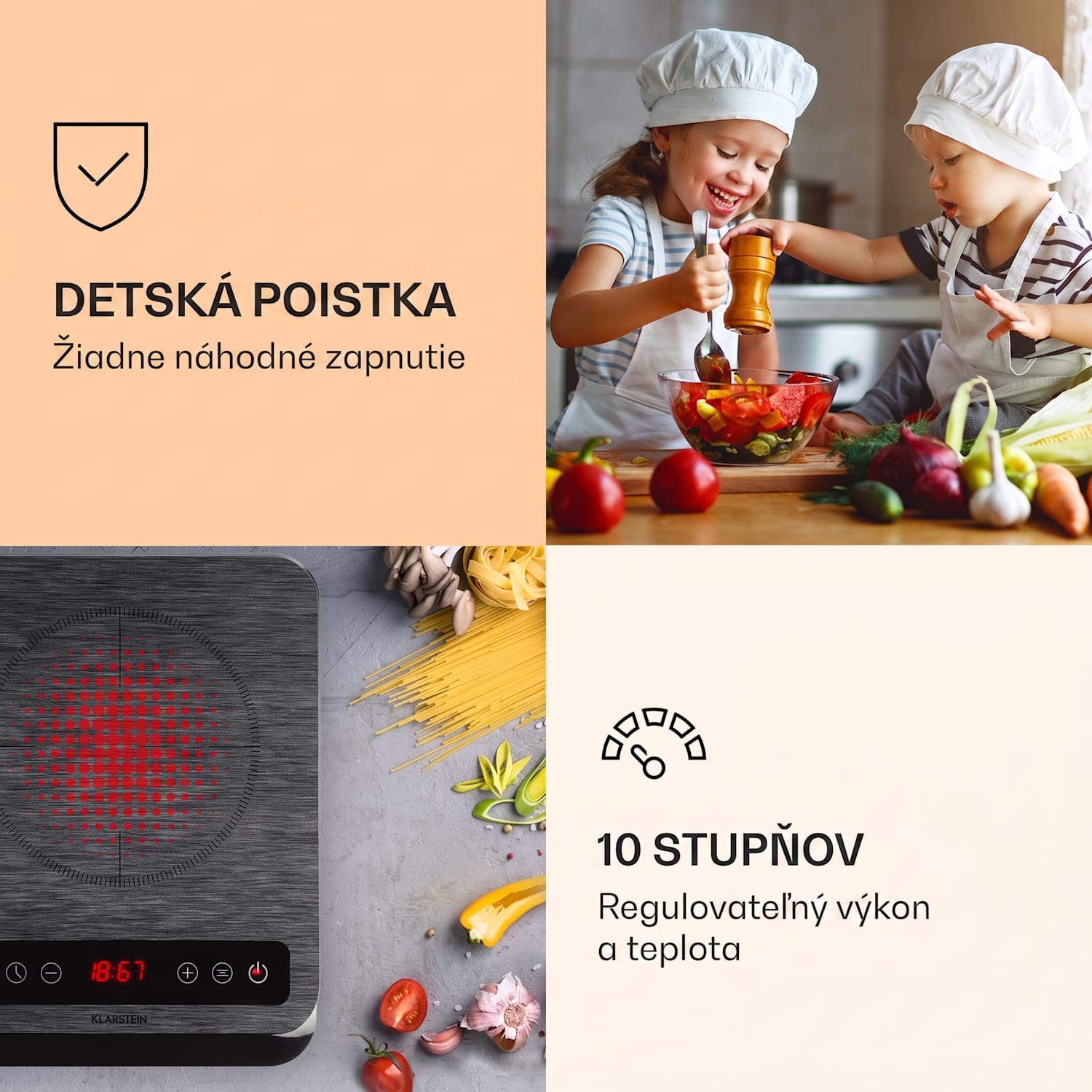 InnoChef, indukčná varná doska, 3400 W, dotykové ovládanie, sklokeramika Čierne sklo