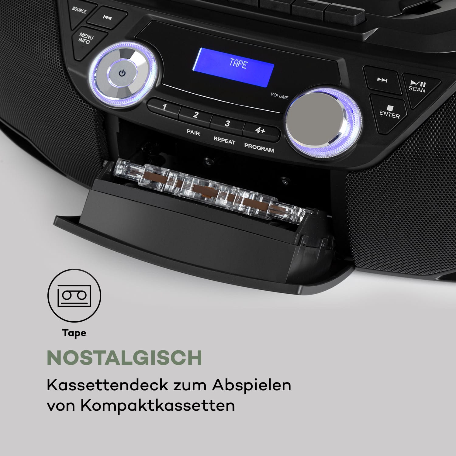Roadie 2K Boombox CD-Player Kassettenradio DAB/DAB+ UKW Bluetooth 