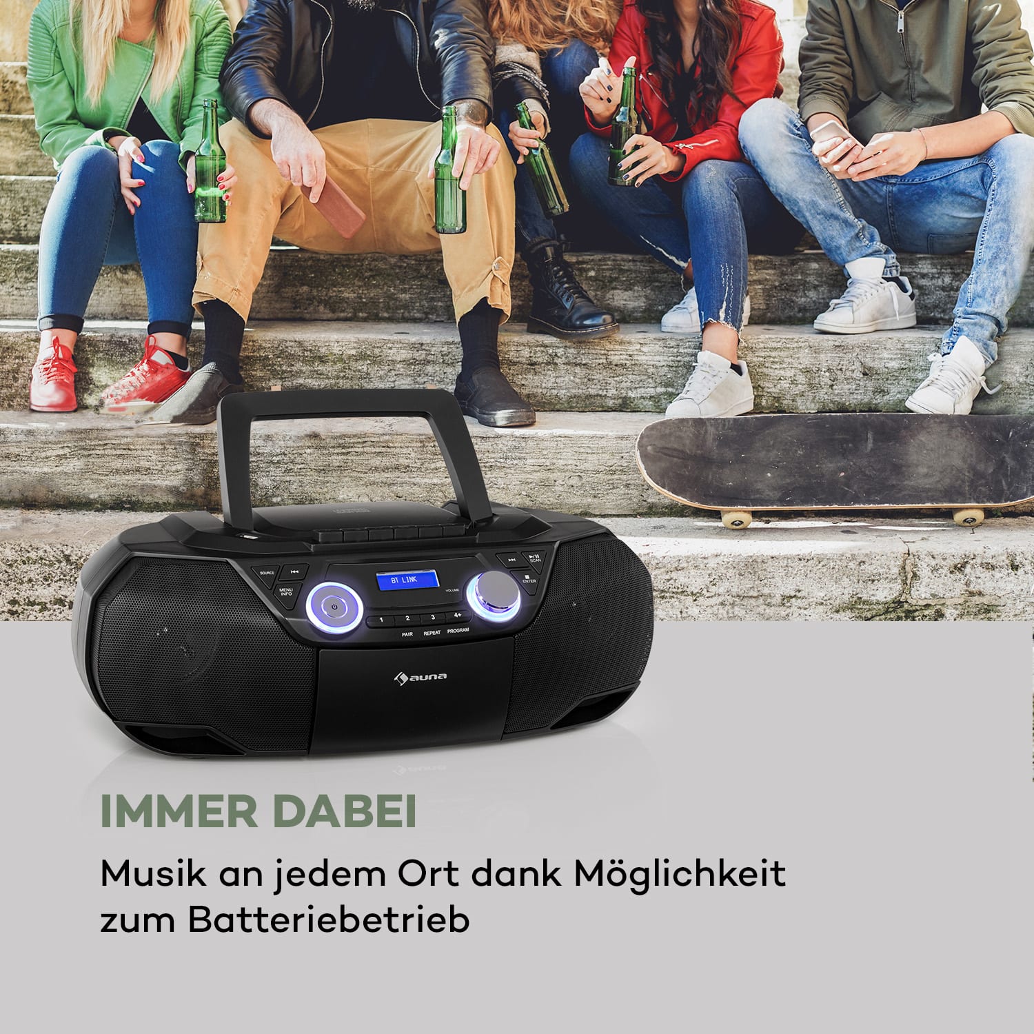 Roadie 2K Boombox CD-Player Kassettenradio DAB/DAB+ UKW Bluetooth 