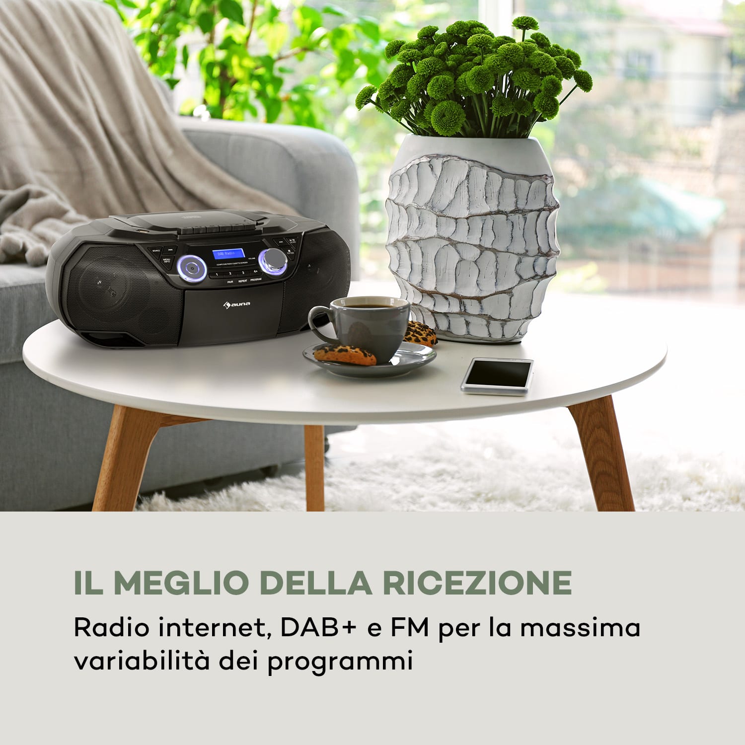 Roadie 2K Boombox Lettore CD Cassette DAB/DAB+ FM Bluetooth nero 