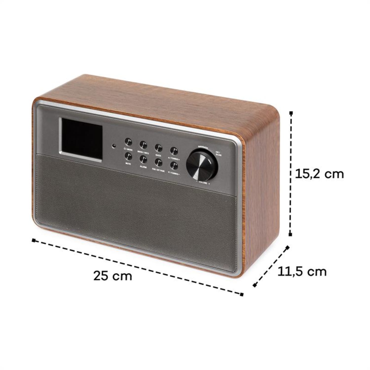 Connect Link, pametni radio, IR / DAB + / FM, Spotify, BT, 2,4 "HCC zaslon, drvo Tikovina