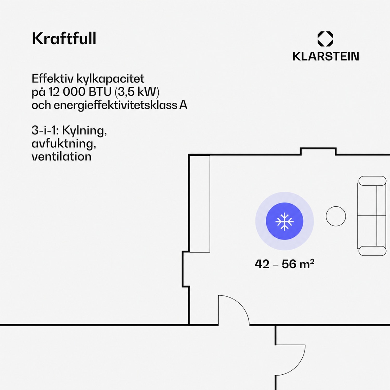 Iceblock Luftkonditionering 3-i-1 12.000 BTU/3,5 kW 400 m³/h max. 
