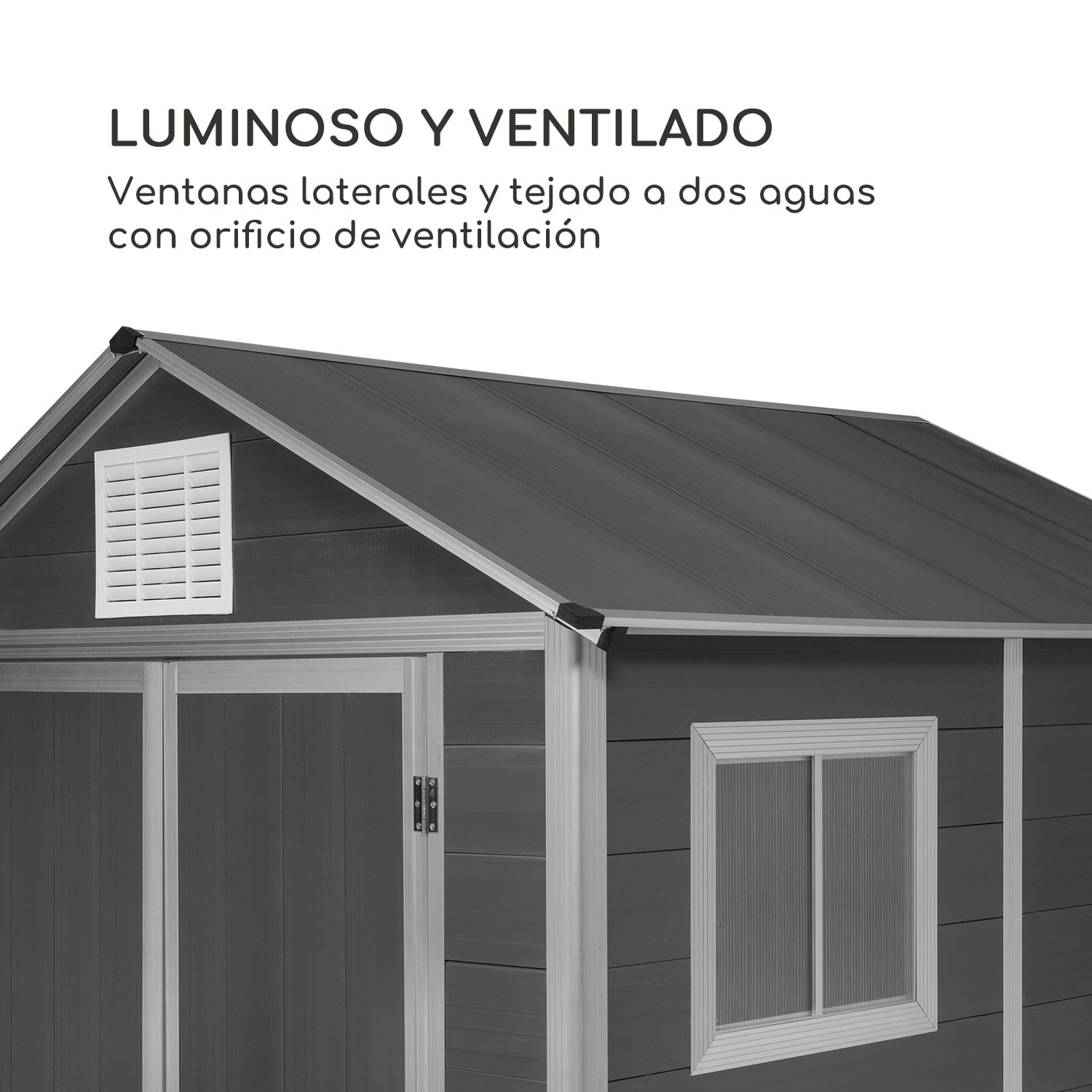 Schatzkammer Caseta de jardín Protección contra los rayos ultravioleta PVC Castilla Ventana lateral Gris 