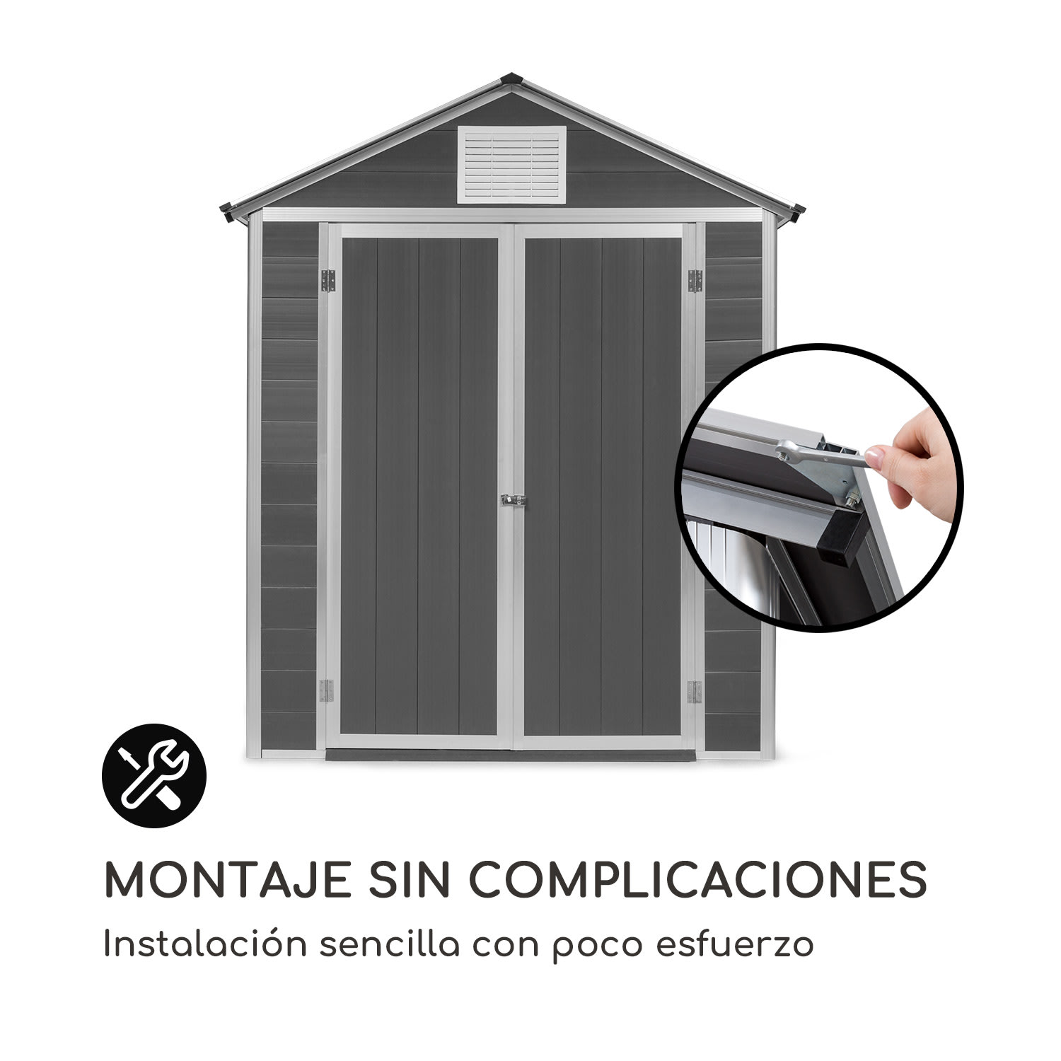 Schatzkammer Caseta de jardín Protección contra los rayos ultravioleta PVC Castilla Ventana lateral Gris 