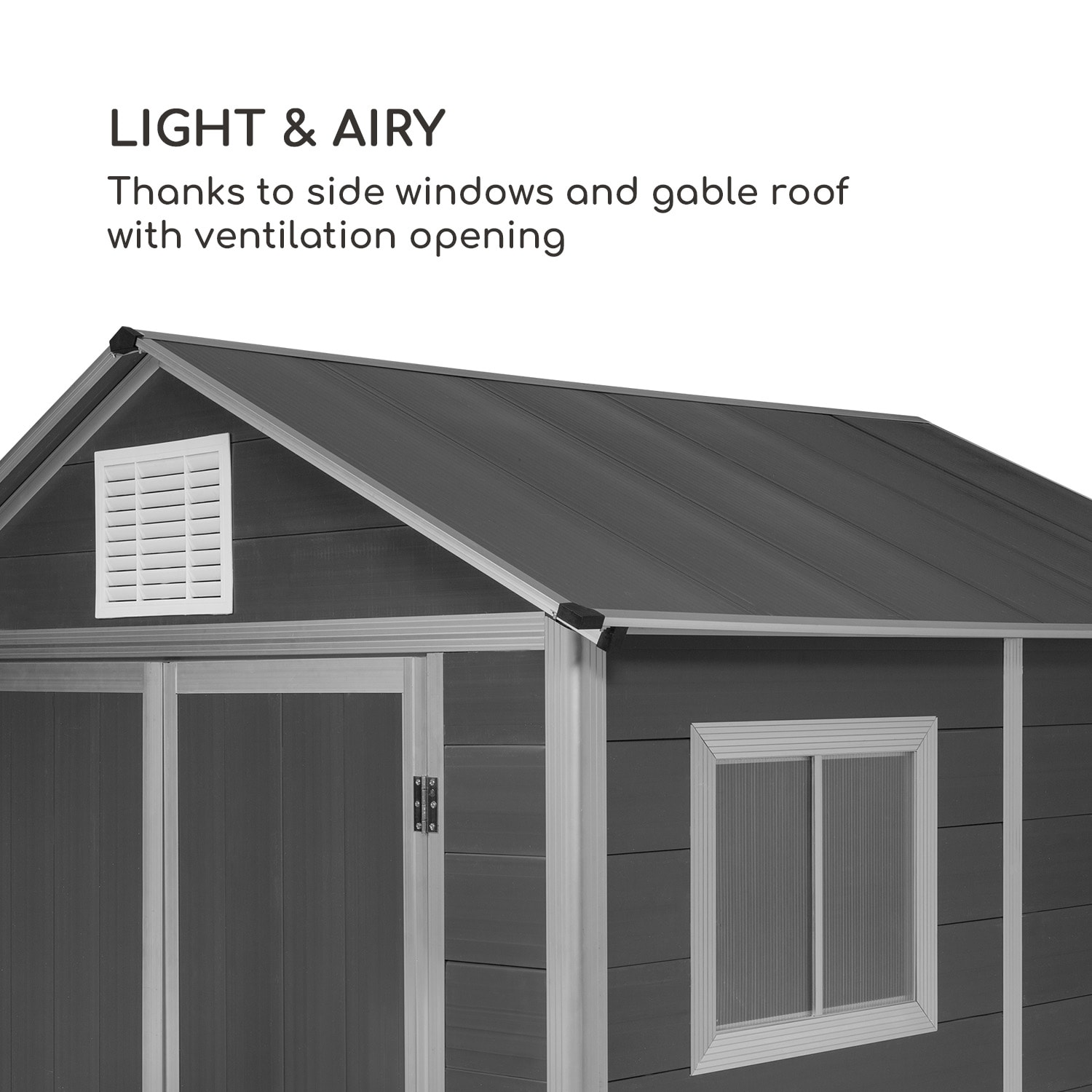 Schatzkammer, zahradní kůlna, ochrana před UV zářením, PVC, zámek, boční okno, šedá 