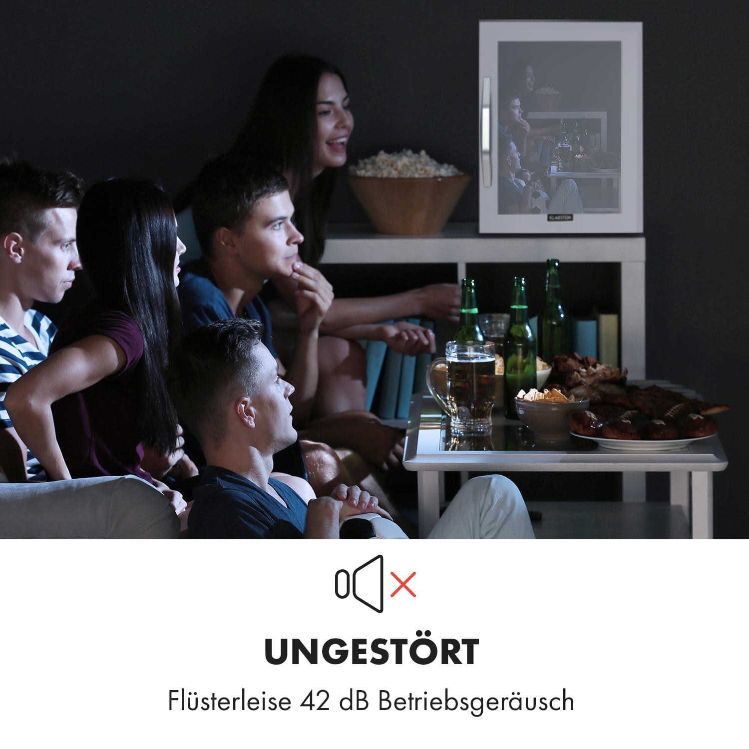 Beersafe XL Quartz Réfrigérateur 60 litres 4 clayettes Porte en verre panoramique 60 L | Quartz