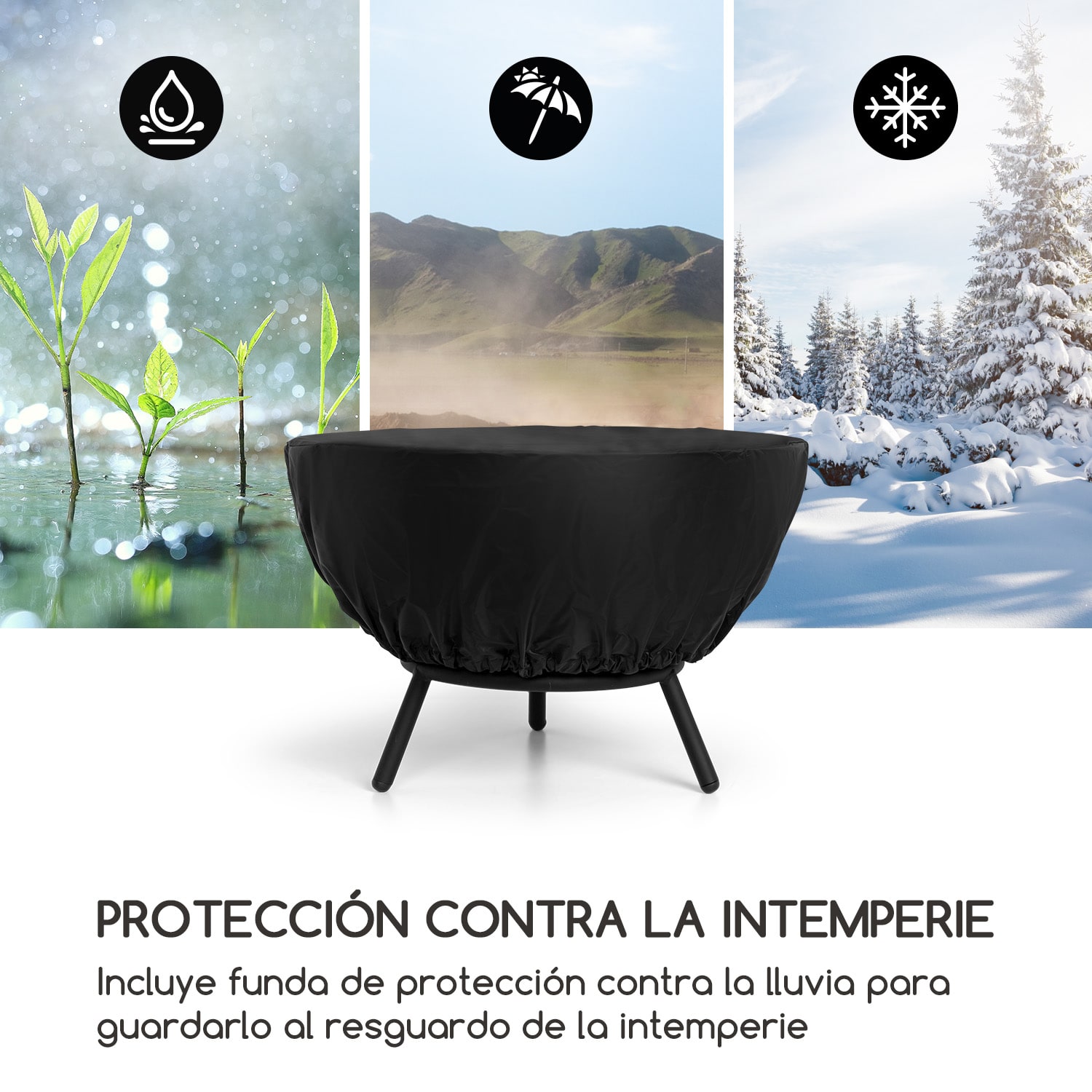 Fireball Brasero de acero inclinable para jardines o terrazas  Ø 66 cm bajo | Acero | Negro