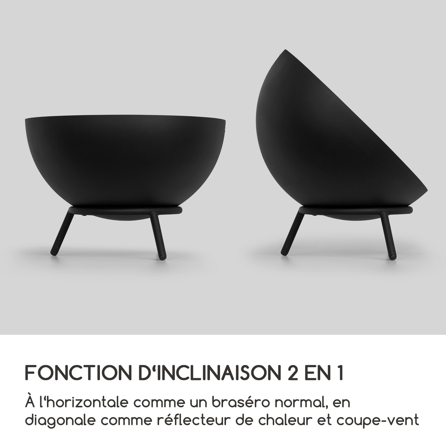 Fireball kantelbare stalen vuurschaal voor tuin en terras Ø 66 cm laag | Staal | Zwart