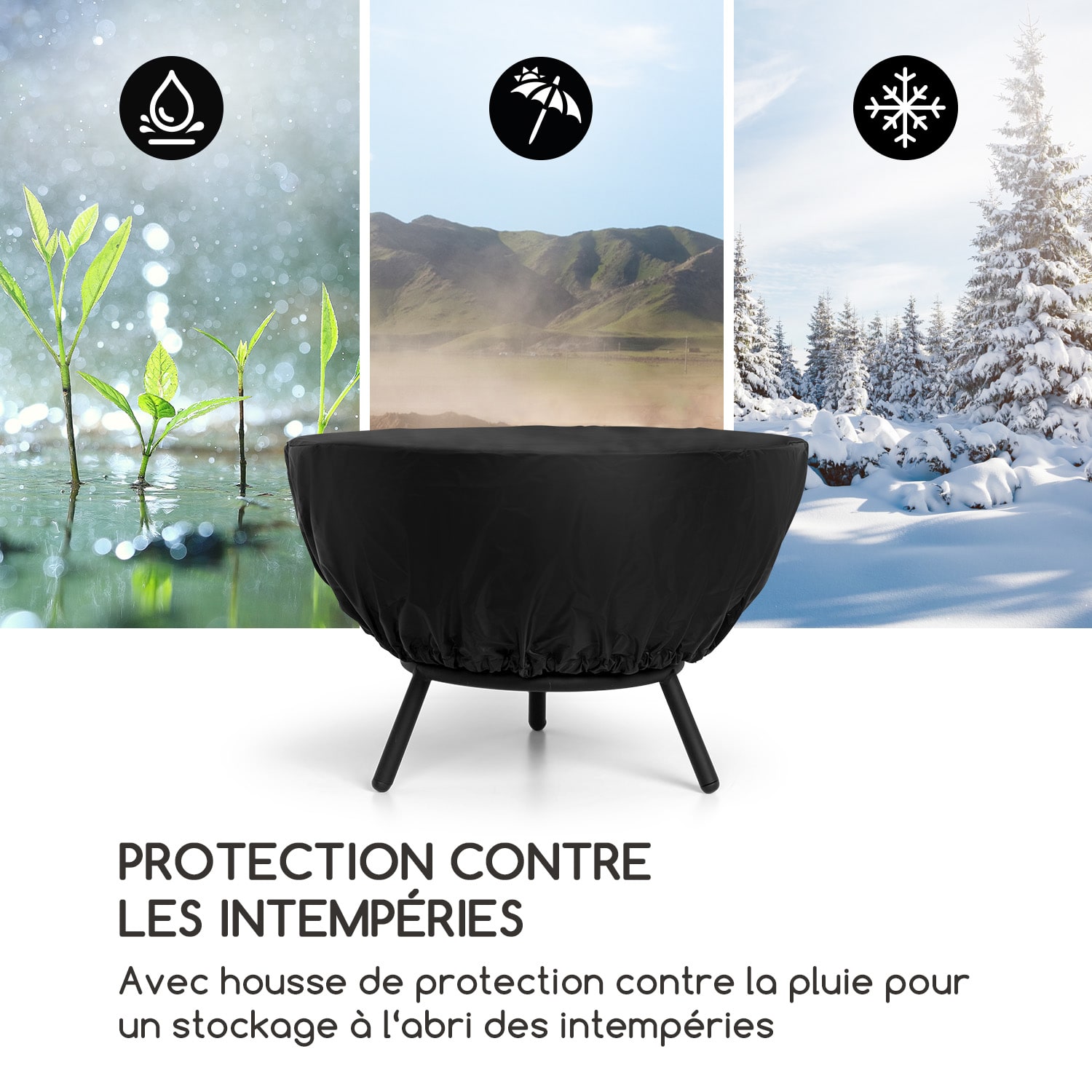 Fireball kantelbare stalen vuurschaal voor tuin en terras Ø 66 cm laag | Staal | Zwart