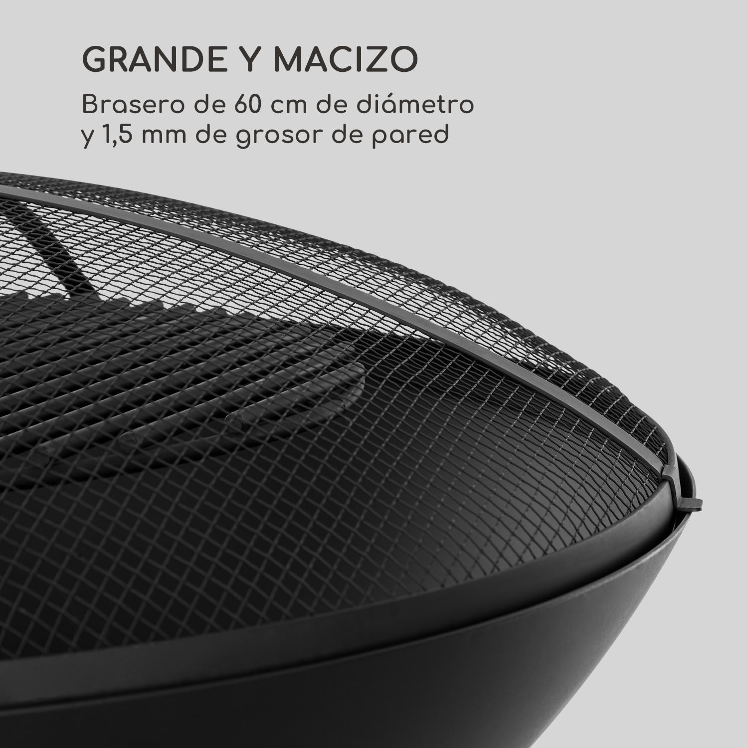 Orbit Brasero de acero 3-en-1 Ø 60cm parrilla de 40cm mesa color negro 