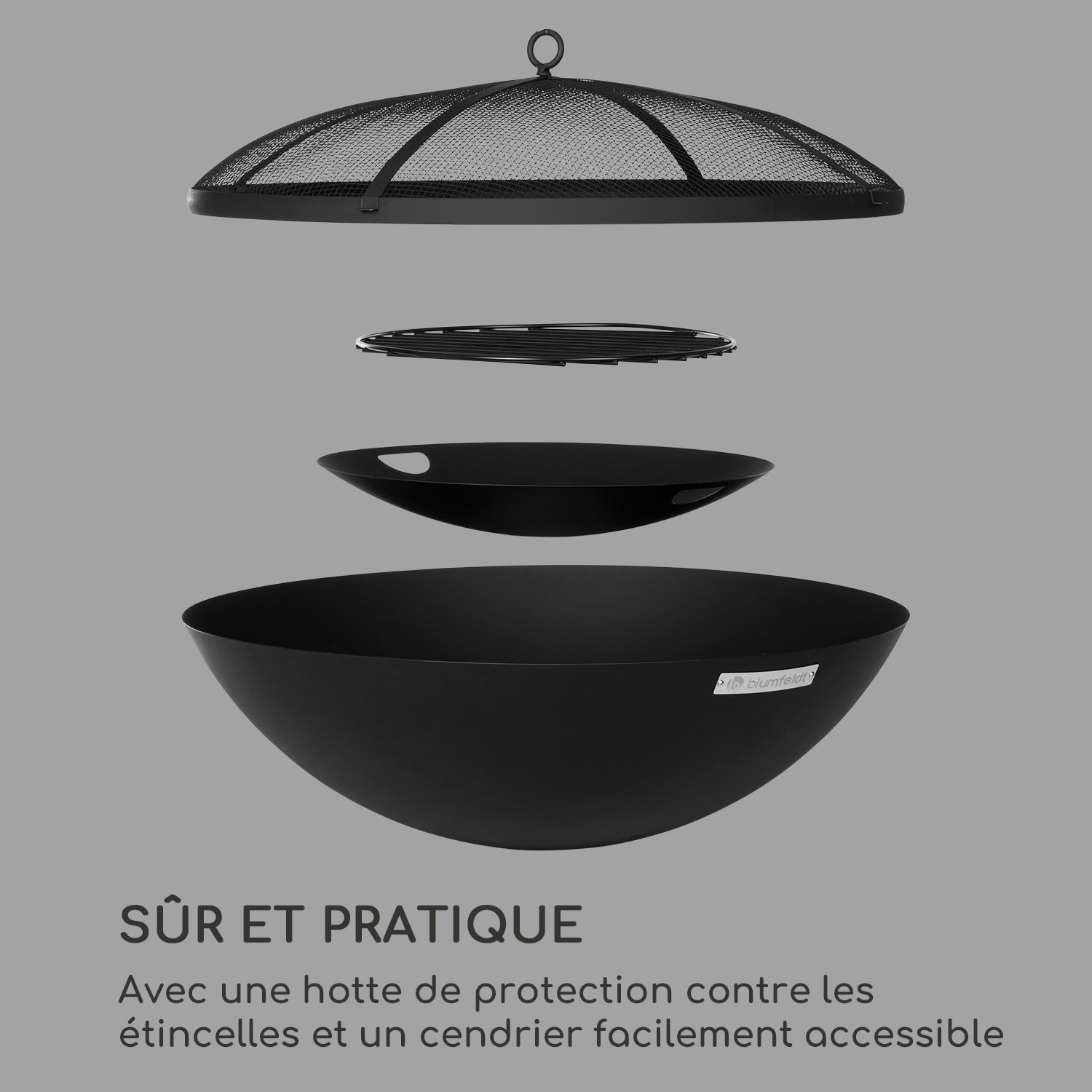 Orbit 3-in-1 vuurschaal staal Ø 60cm | 40cm grill | tafel | zwart 