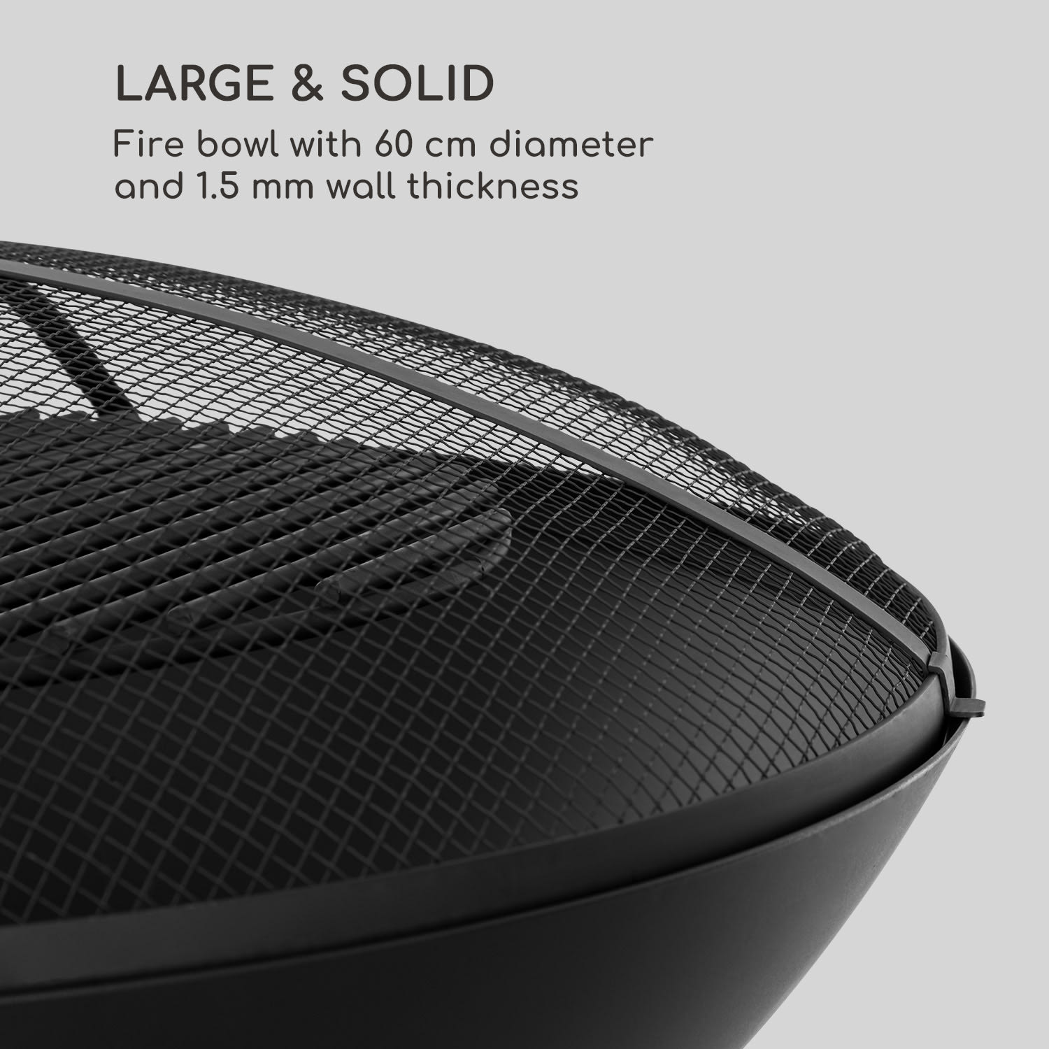 Orbit Brasero de acero 3-en-1 Ø 60cm parrilla de 40cm mesa color negro 