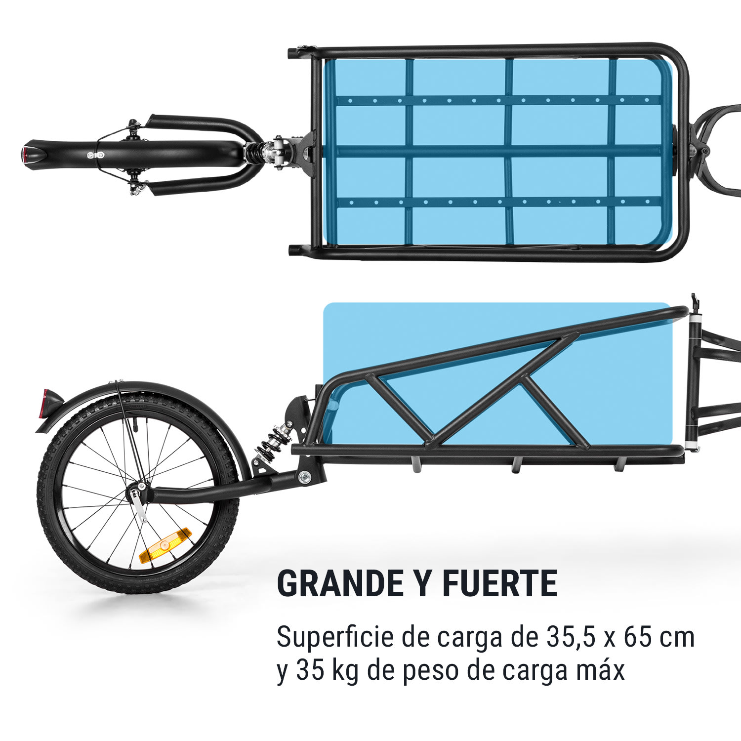Follower Remolque de bicicleta con rueda de 16" Peso de carga 35 kg Negro 