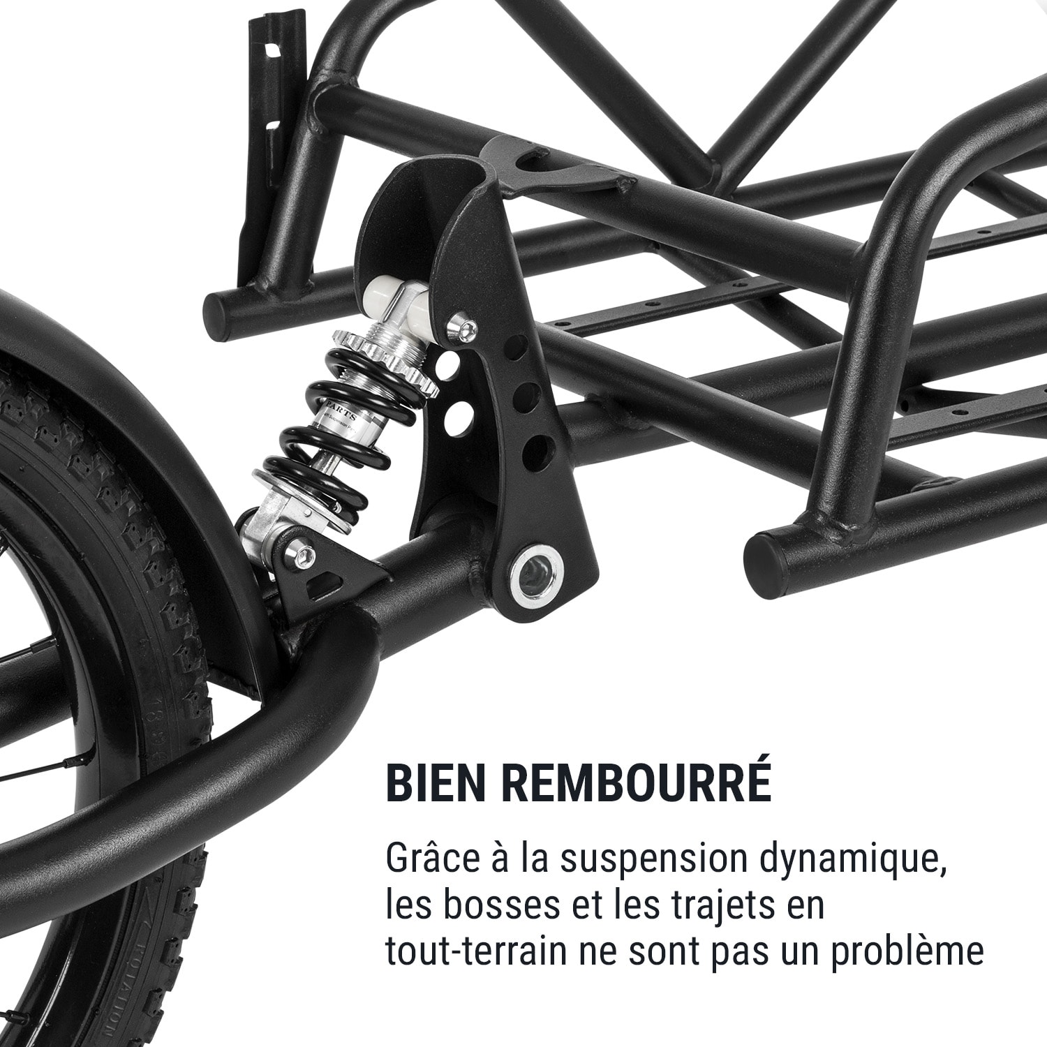 Follower remorque à vélo roue simple 16" charge 35 kg noir 