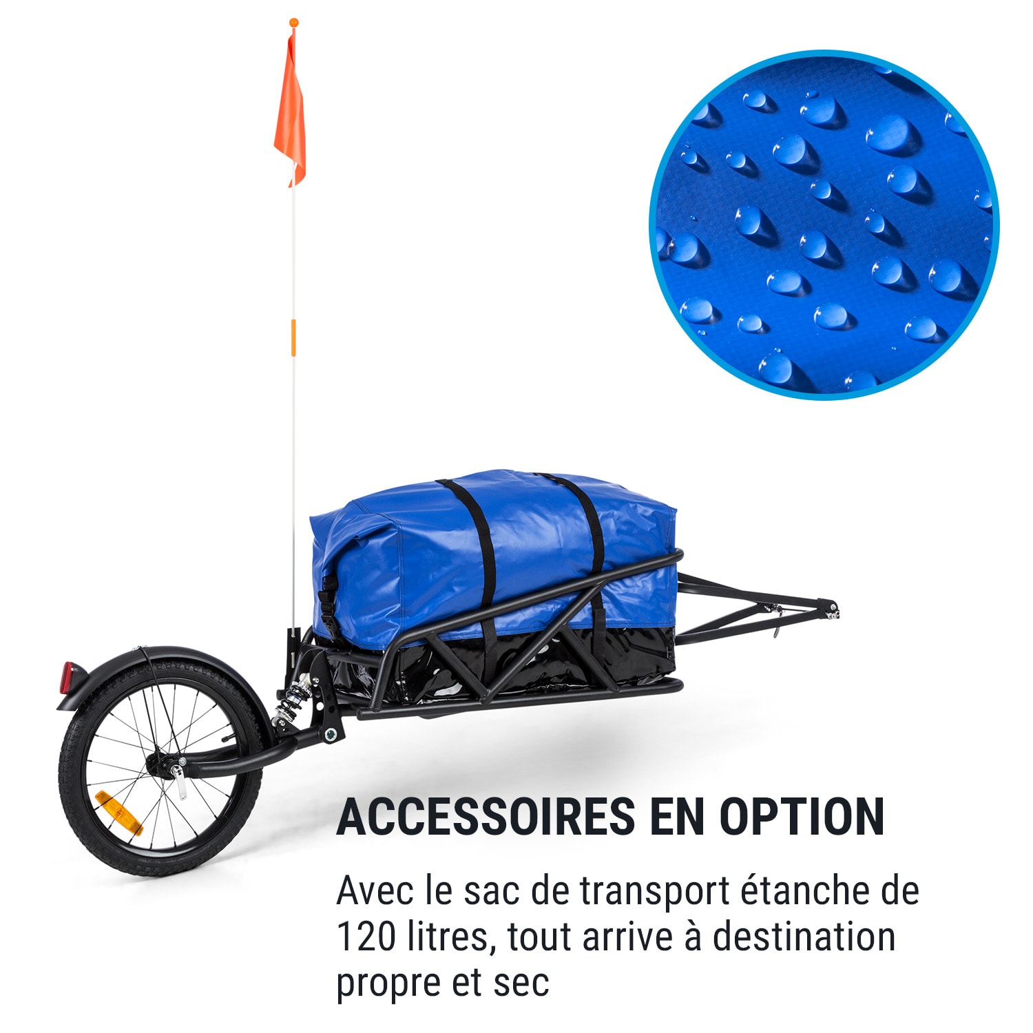 Follower remorque à vélo roue simple 16" charge 35 kg noir 