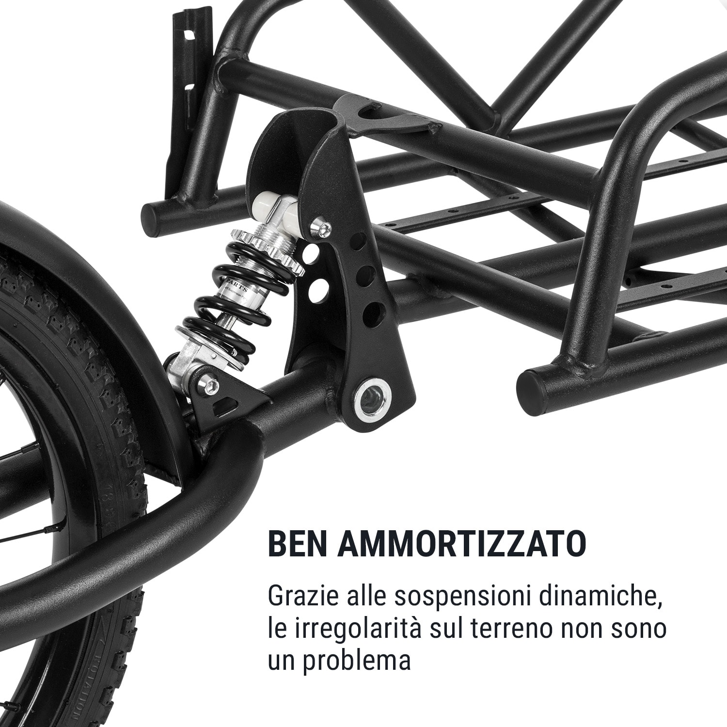 Follower, rimorchio per bicicletta, ruota da 16" a pista singola, 35 kg di portata, nero 