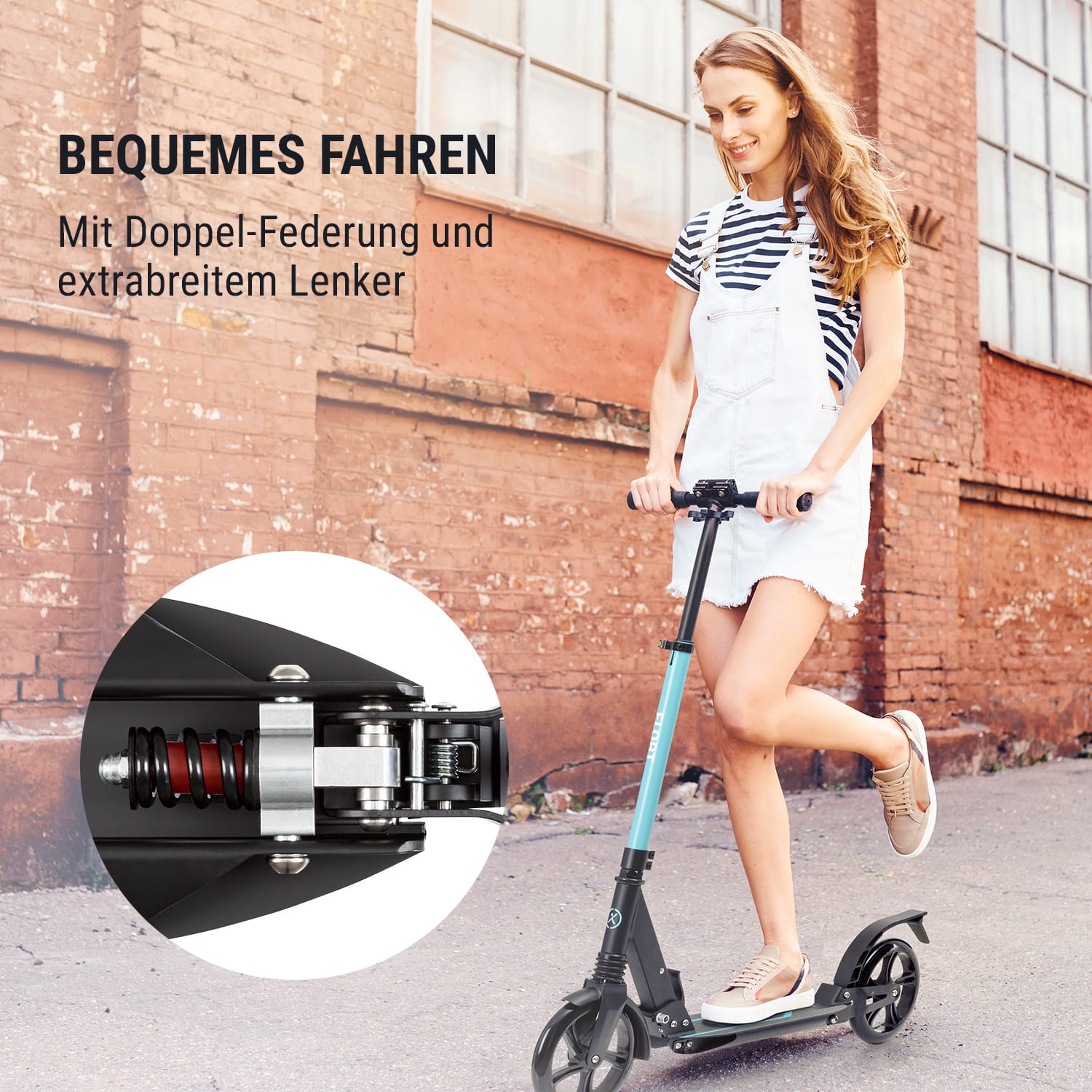 Float Kickscooter 200mm PU-Räder ABEC 7 AS-Soft Grips 1-Click-System 