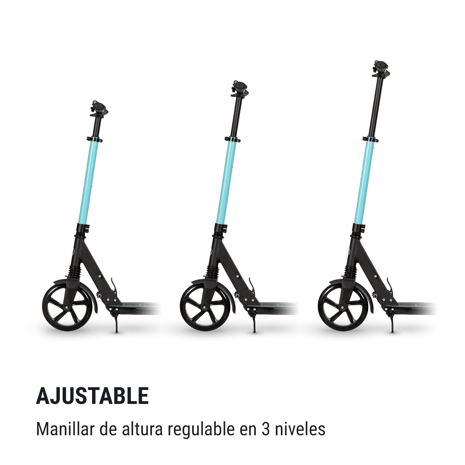 Float Patinete Ruedas de poliuretano de 200 mm ABEC 7 AS-Soft Grips Aguamarina 