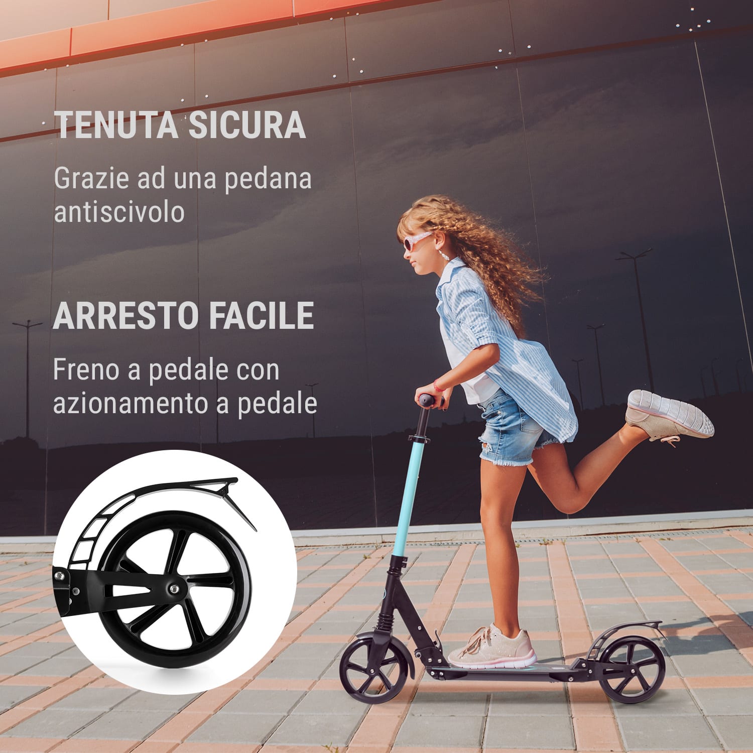 Float Monopattino Ruote PU 200mm ABEC 7 AS-Soft Grips acquamarina 