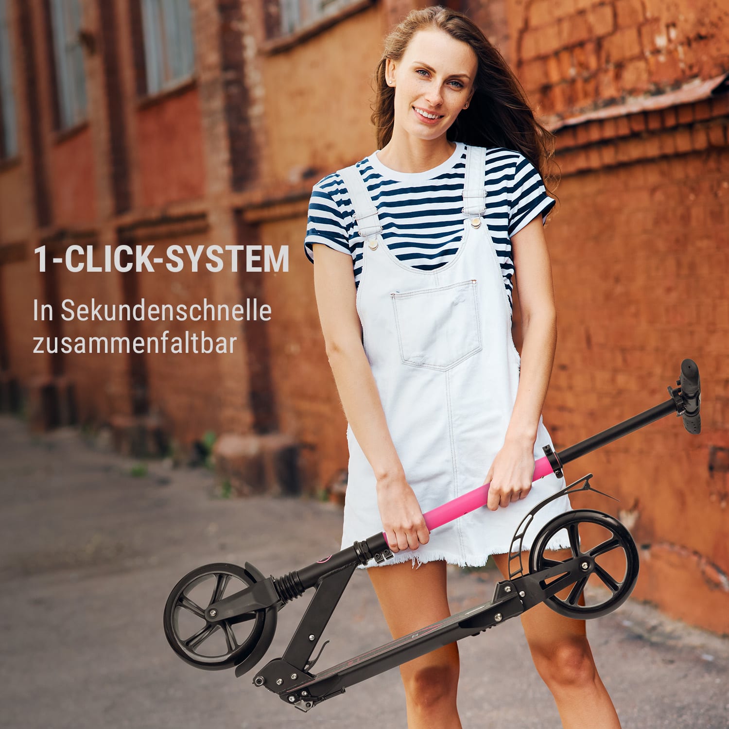 Float Kickscooter 200mm PU-Räder ABEC 7 AS-Soft Grips 1-Click-System Schwarz