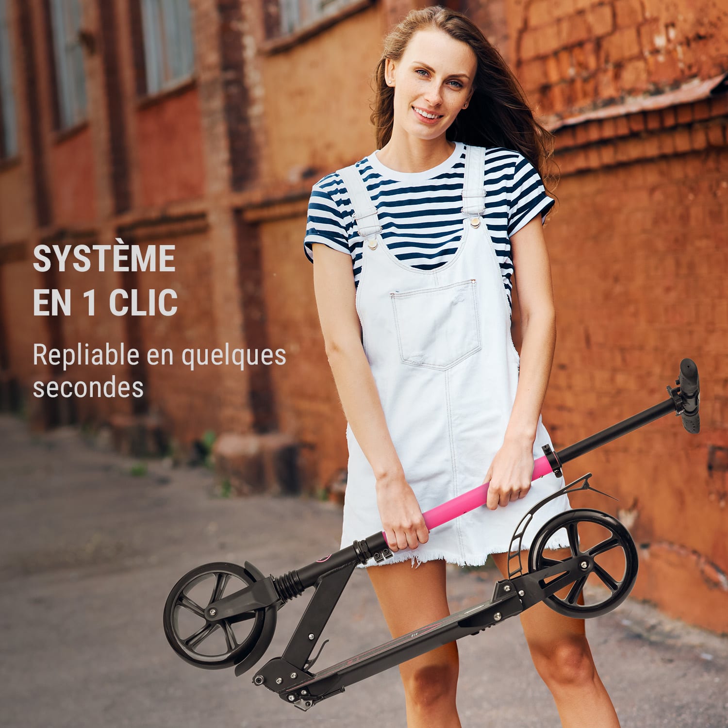 Float trottinette 200 mm roues PU ABEC 7 poignées AS-Soft magenta Noir