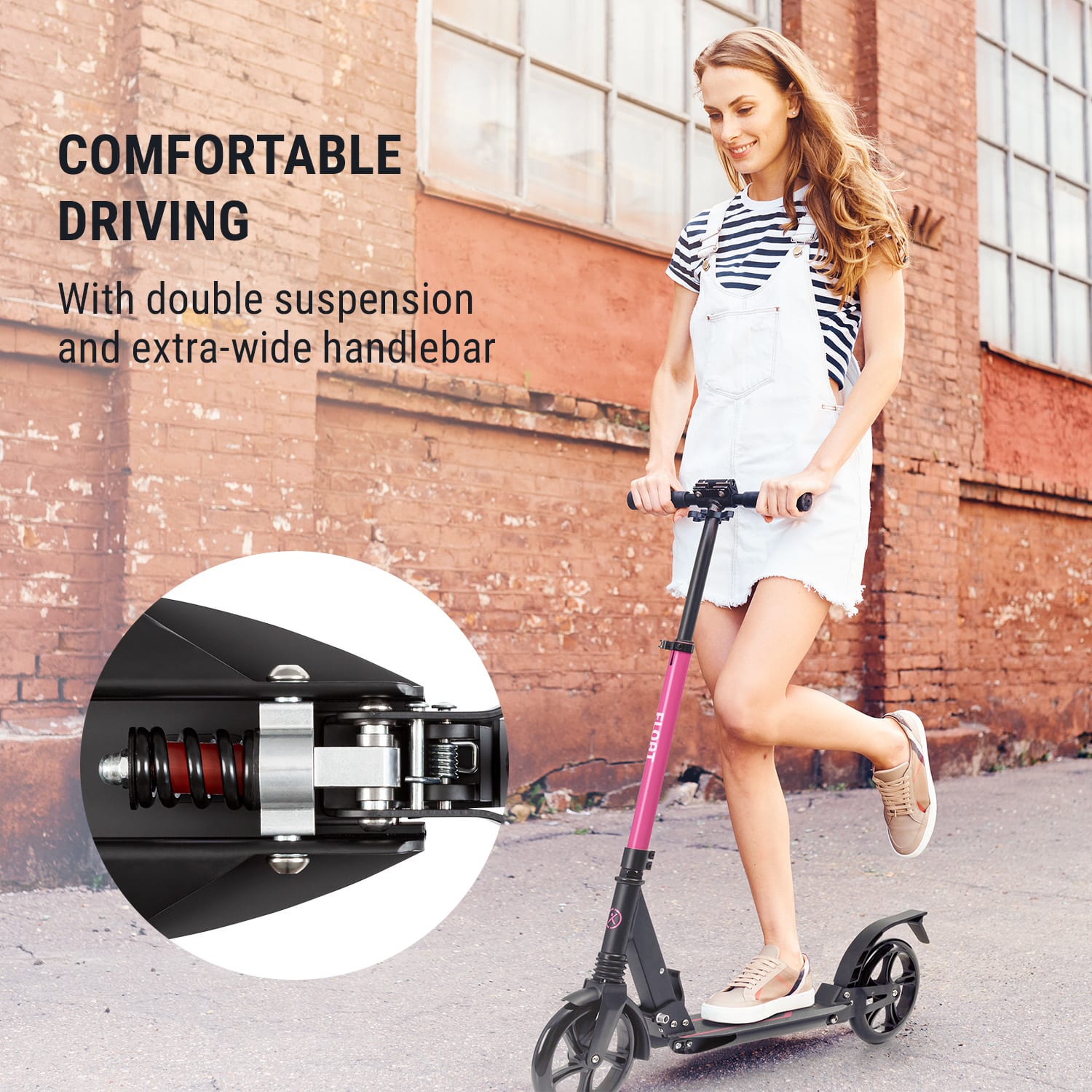 Float step 200 mm PU-wielen ABEC 7 AS-soft grips magenta Zwart