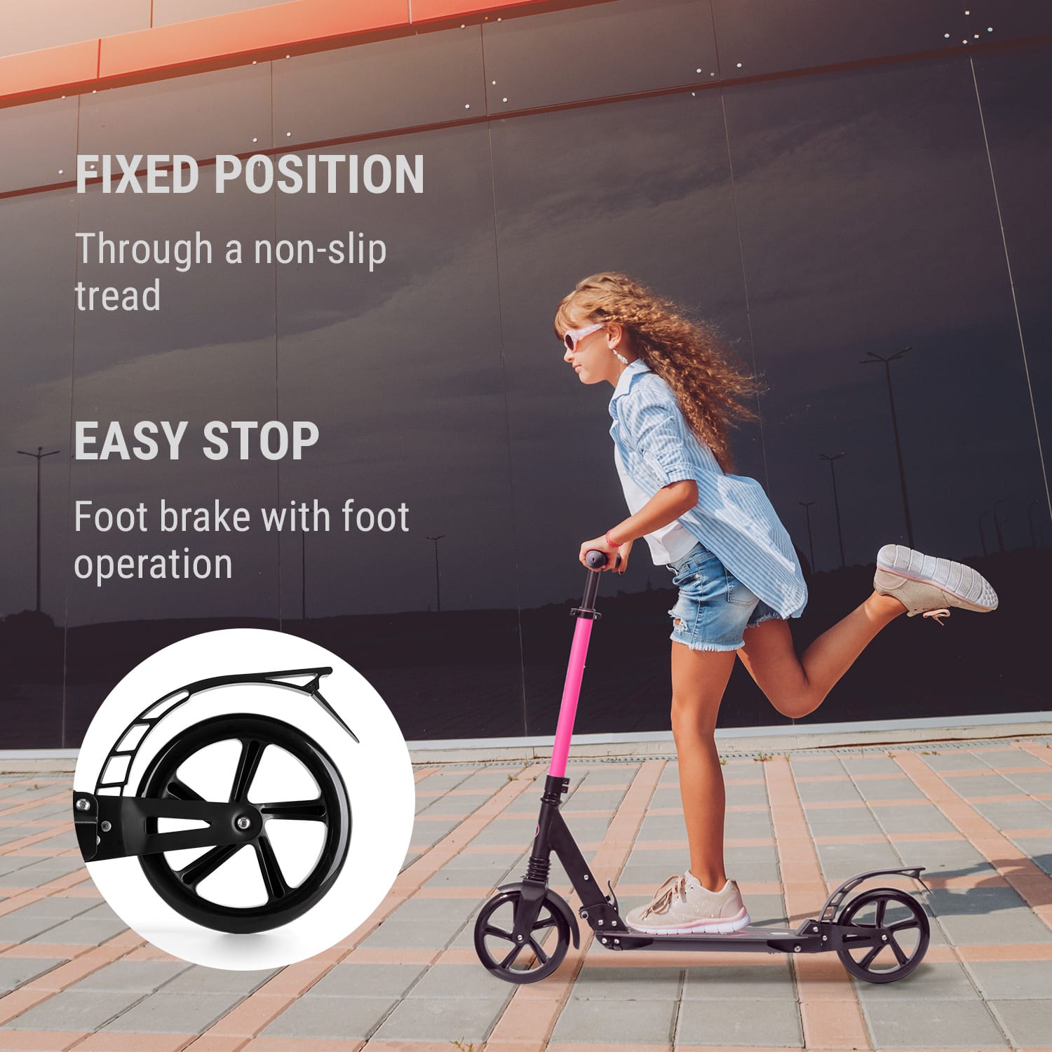 Float step 200 mm PU-wielen ABEC 7 AS-soft grips magenta Zwart