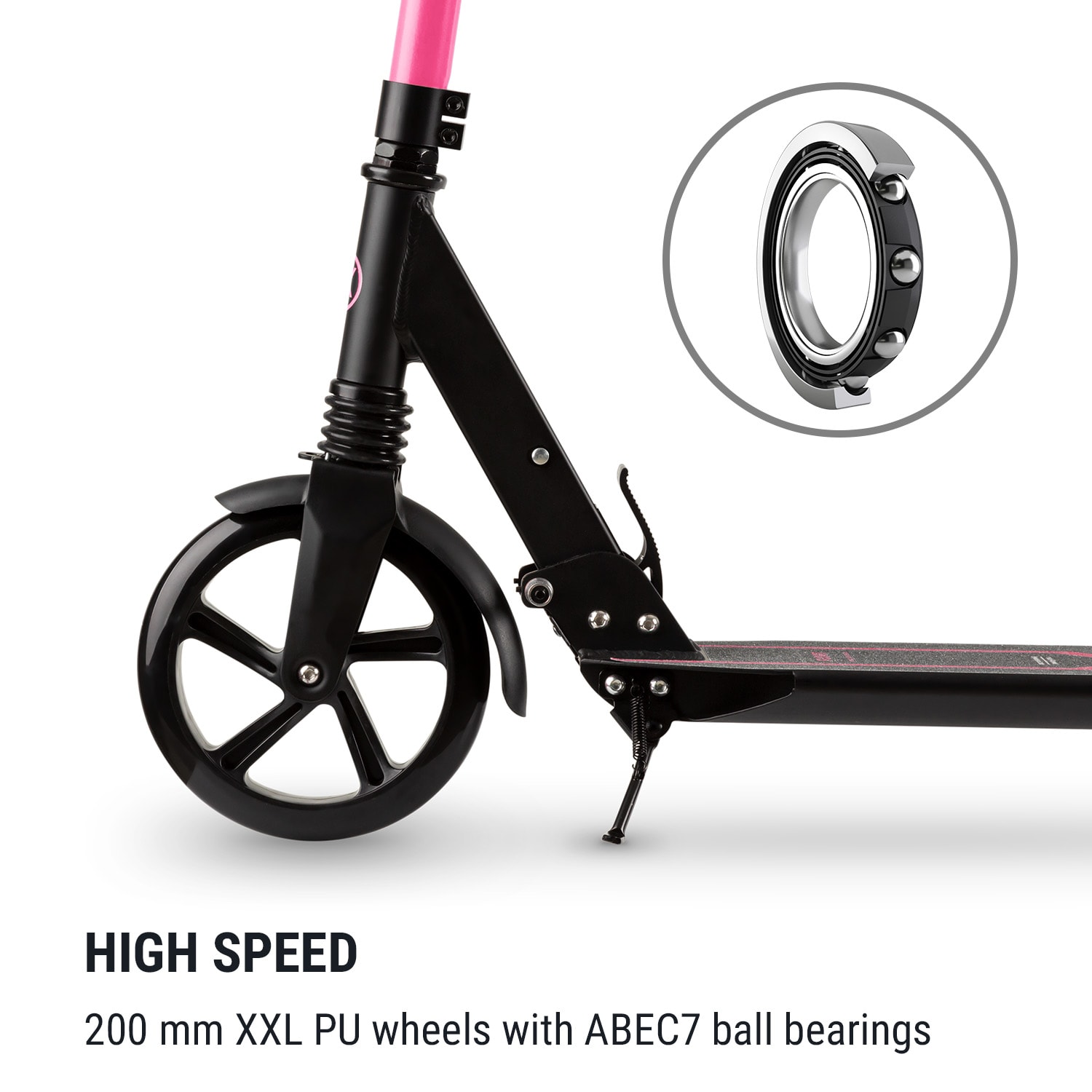 Float step 200 mm PU-wielen ABEC 7 AS-soft grips magenta Zwart
