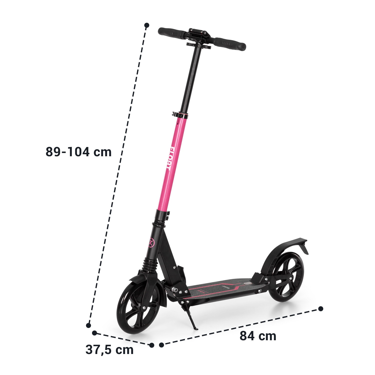 Float step 200 mm PU-wielen ABEC 7 AS-soft grips magenta Zwart