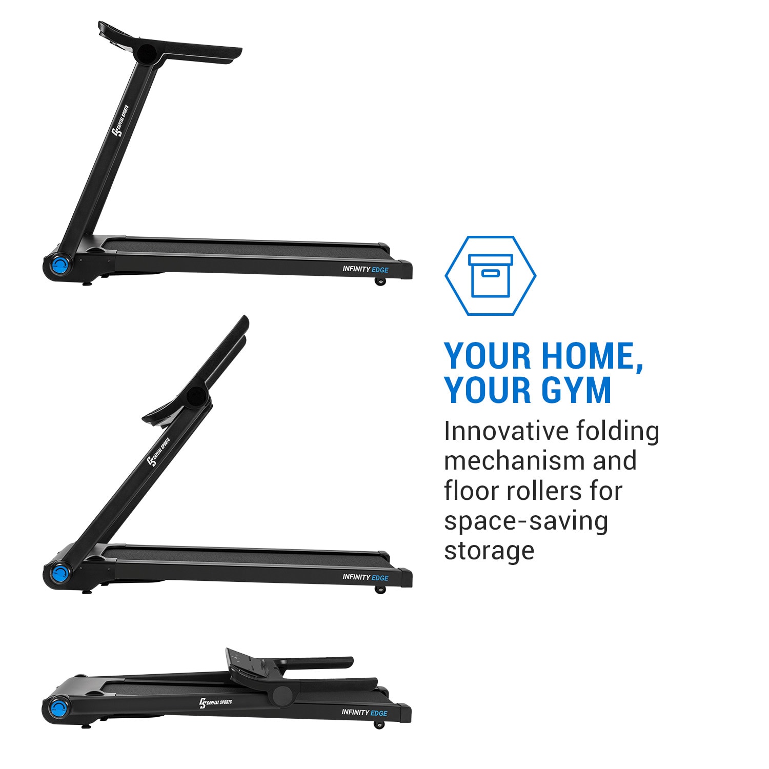 Infinity Edge, běžecký pás, 1,5 HP, Bluetooth, LED dotykový displej, černý 
