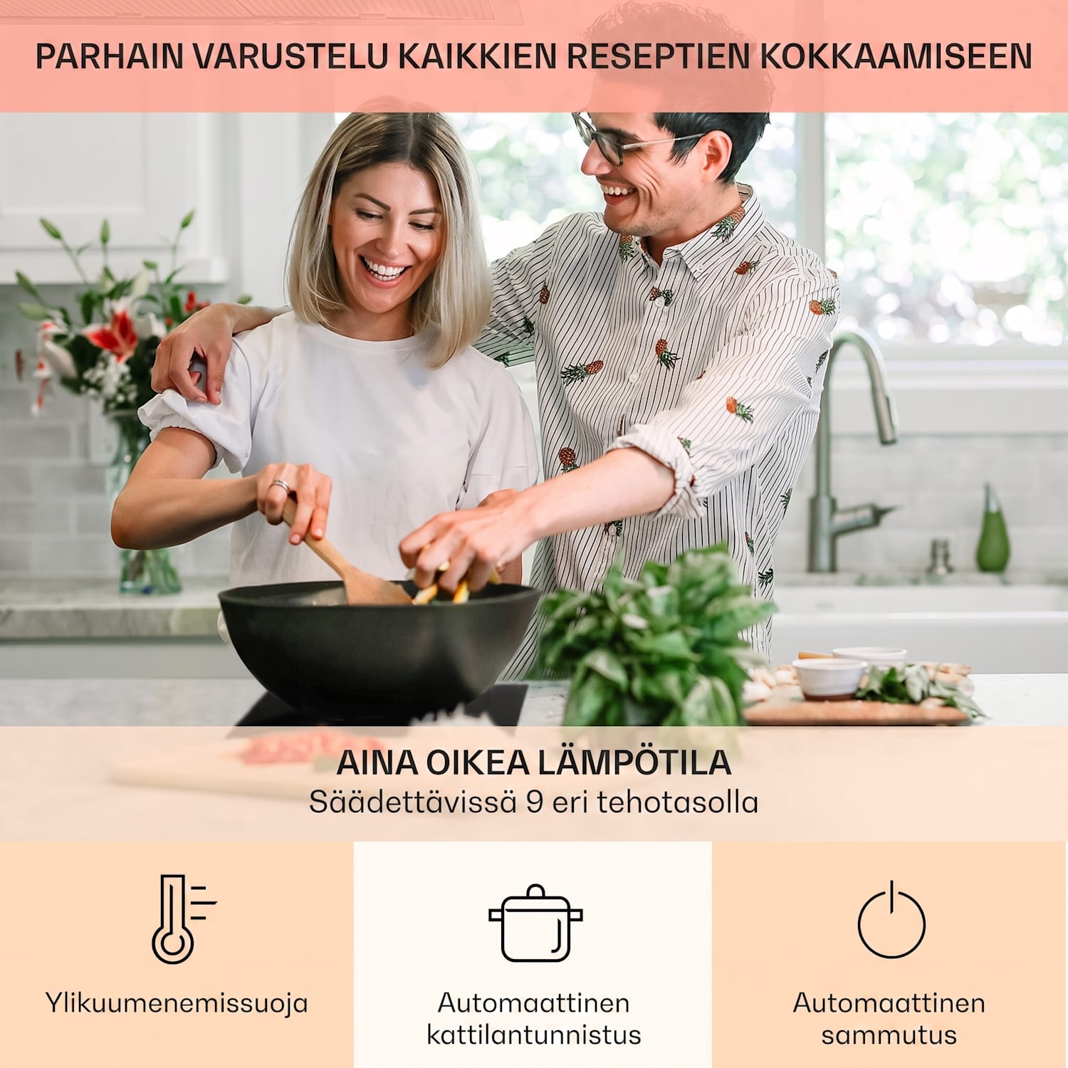 Kochheld -kaksoisinduktioliesi 2900 W kiertosäädin lasi musta 30 cm | Kiiltävä | Musta