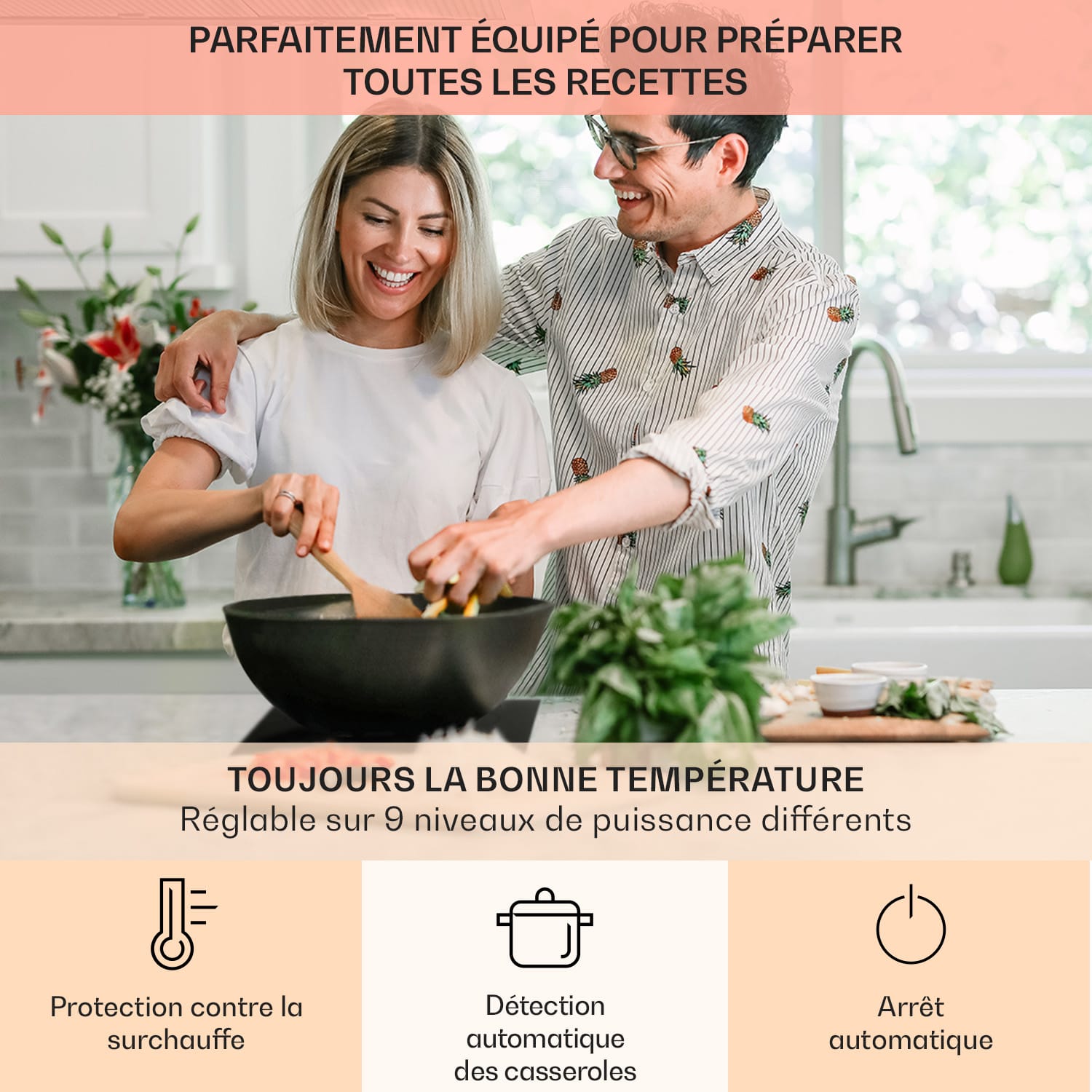 Kochheld Plaque de cuisson à induction 2 zones 2900W verre noir 2