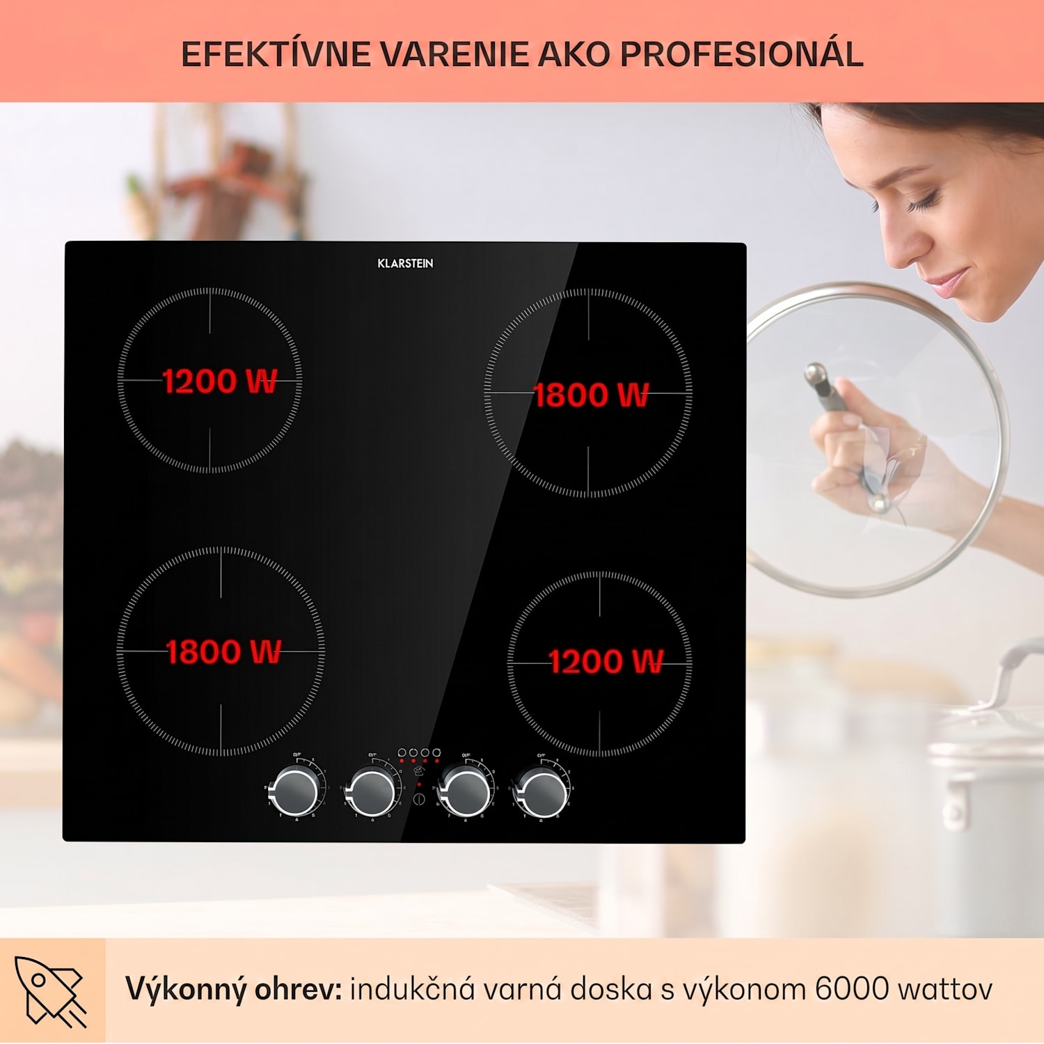 Kochheld, indukčná varná doska, 6000 W, 4 zóny, otočné regulátory, sklo, čierna 4