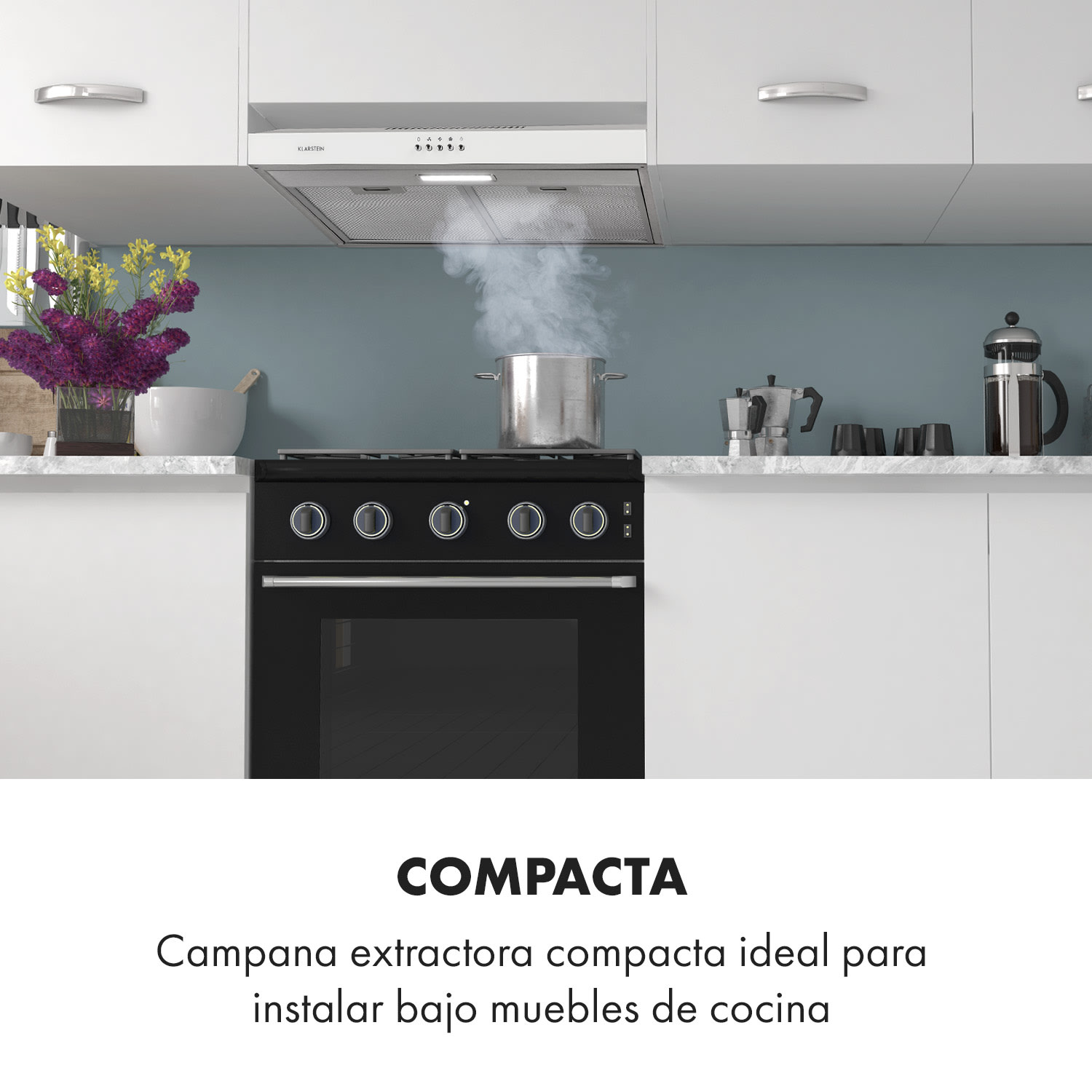 Contempo Campana extractora encastrable 60cm 175 m³/h Led Acero inoxidable Blanca Blanco