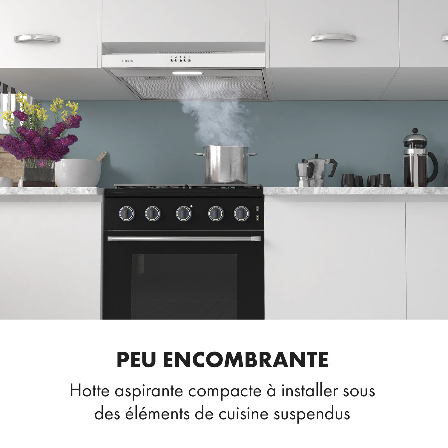 Contempo Hotte  aspirante visière 60 cm 175 m³ / h LED inox blanc Blanc