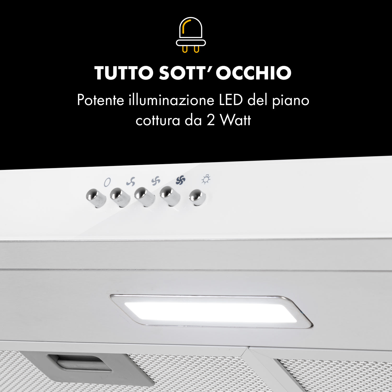 Contempo cappa aspirante sottopensile 60cm 175m³/h LED acciaio inox bianco Bianco
