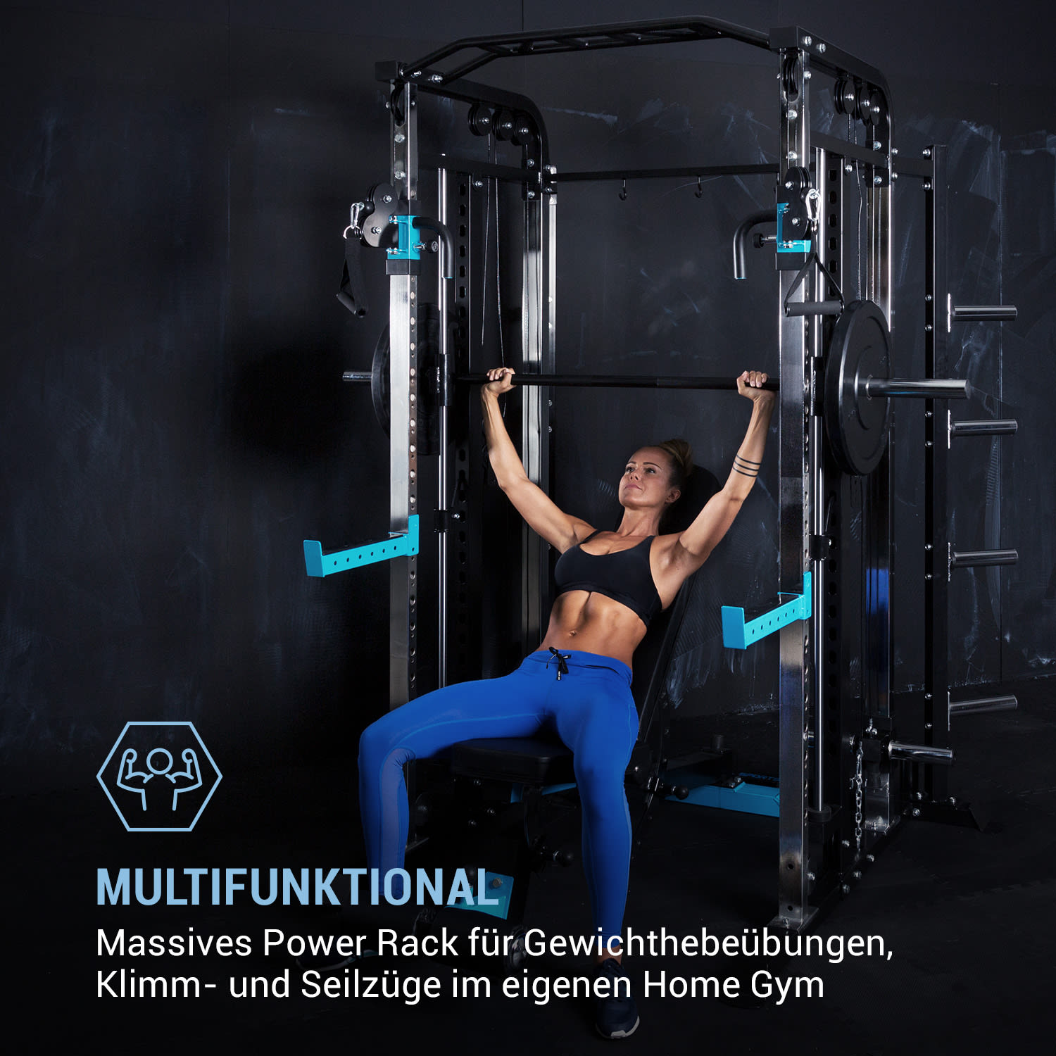 Amazor M MasterSmith Machine Kabelzug Rack Safety Spotter J-Cups Stahl 