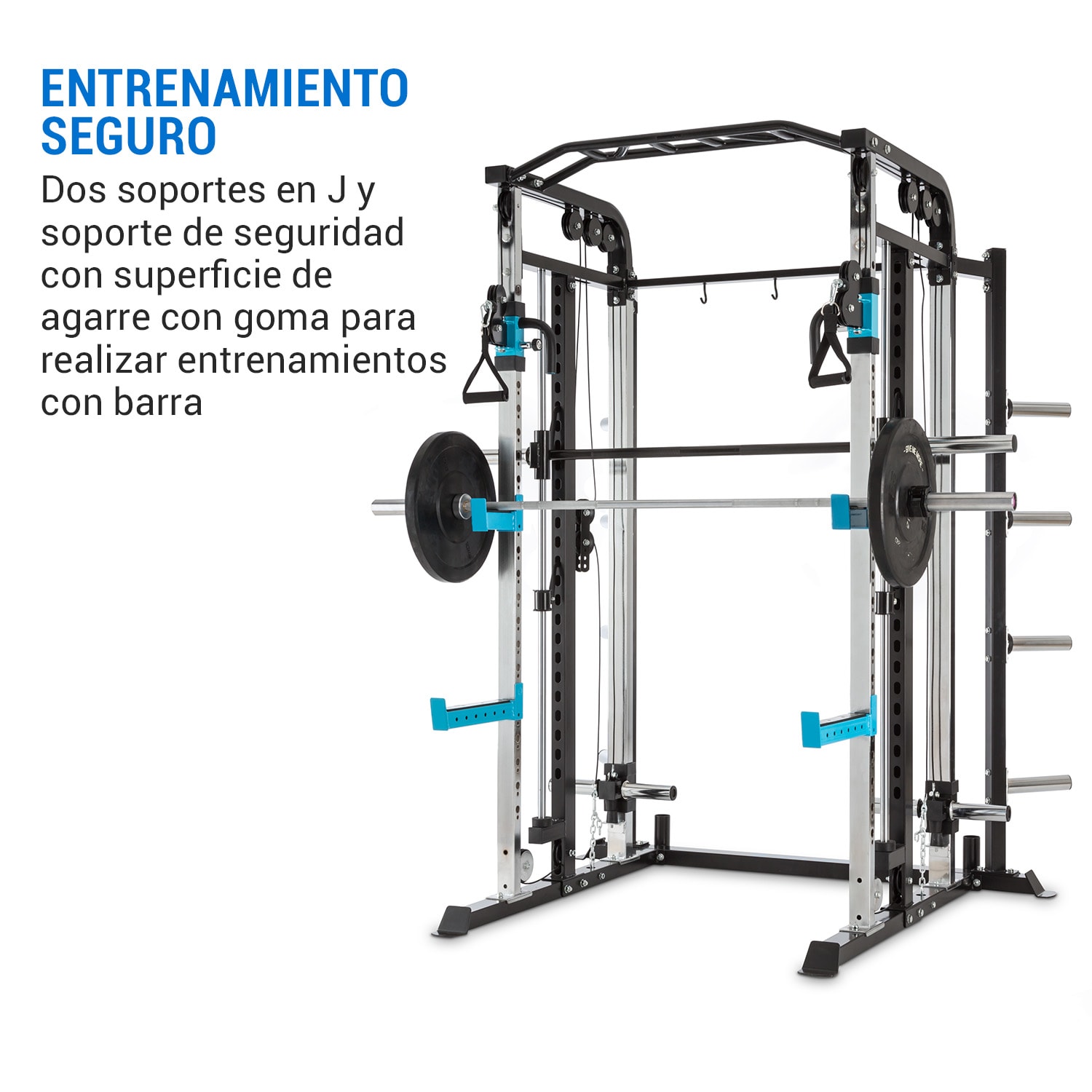 Amazor M Máquina Smith con polea Jaula de potencia Brazos de seguridad Soportes en J 