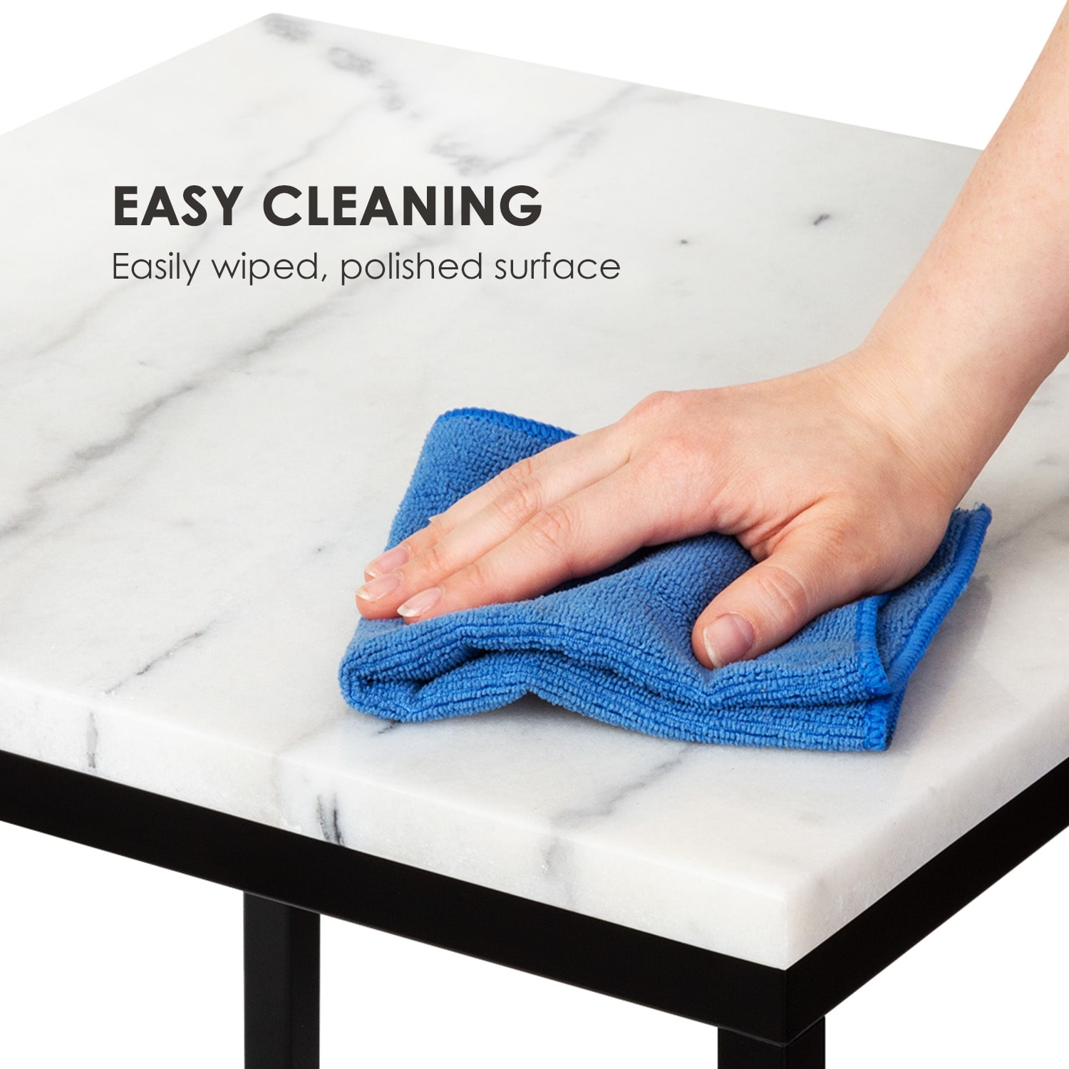 Volos T50, масичка за кафе, 50 х 40 х 50 см, мрамор, интериор и екстериор, черно / бяла 50 x 40 x 50 cm