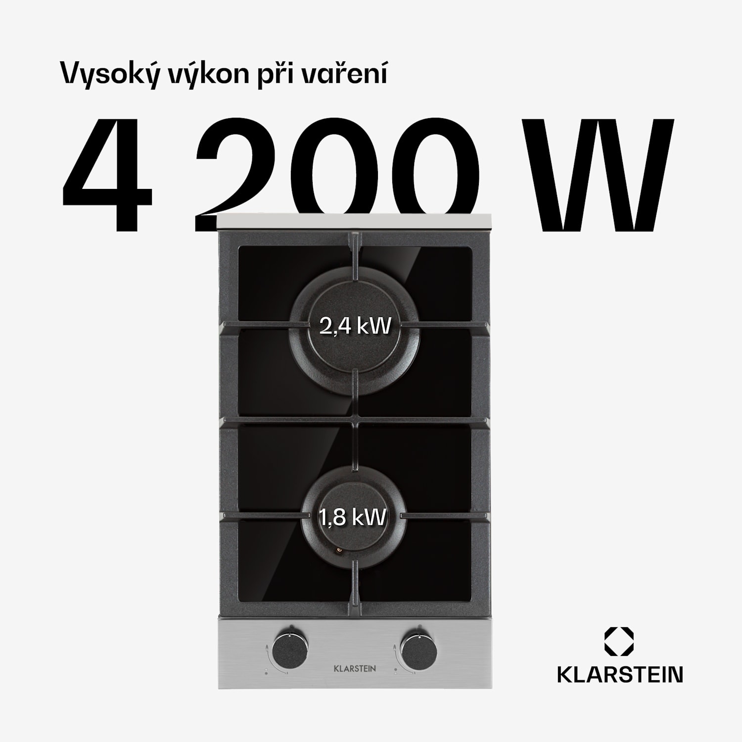 Alchemist Domino, plynová varná deska, 2 hliníkové hořáky, sklokeramika 30 cm | 2 hořáky | Stříbrná