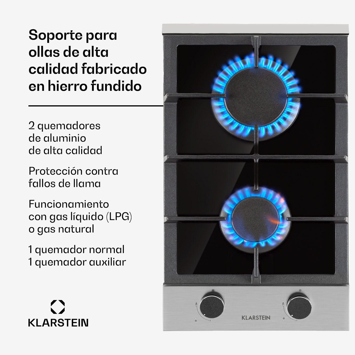 Alchemist Domino Cocina a gas 2 quemadores de aluminio vitroceramica 30 cm | 2 fogones | Plata