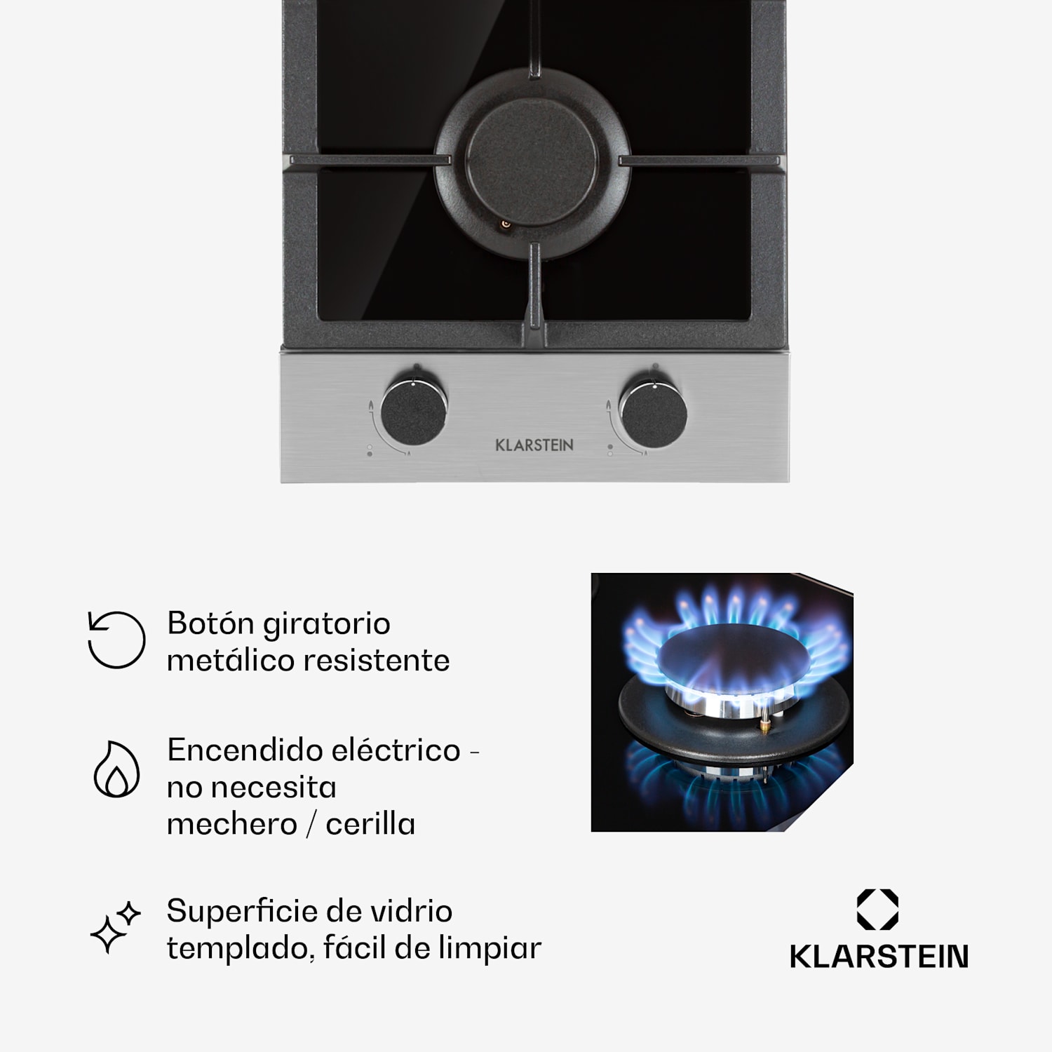 Alchemist Domino Cocina a gas 2 quemadores de aluminio vitroceramica 30 cm | 2 fogones | Plata