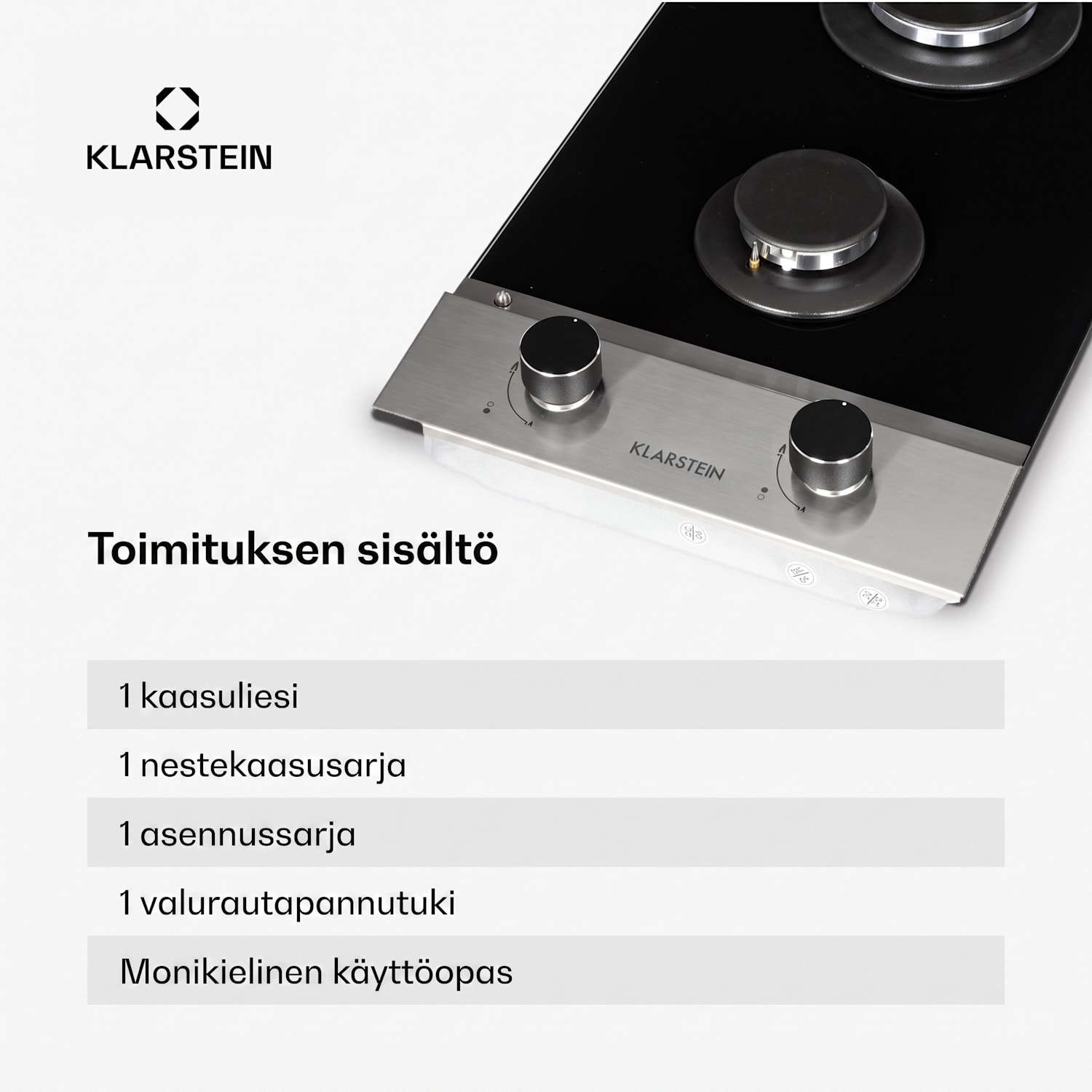 Alchemist Domino 2-levyinen kaasuliesi alumiinipolttimilla, lasikeramiikka 30 cm | 2 poltinta | Hopea