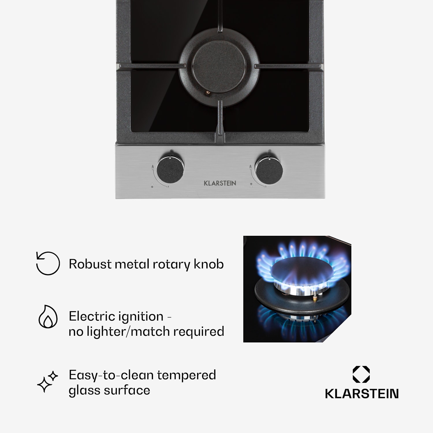 Alchemist Domino kaasuliesi 2-levyinen alumiinipoltin lasikeramiikka 30 cm | 2 poltinta | Hopea